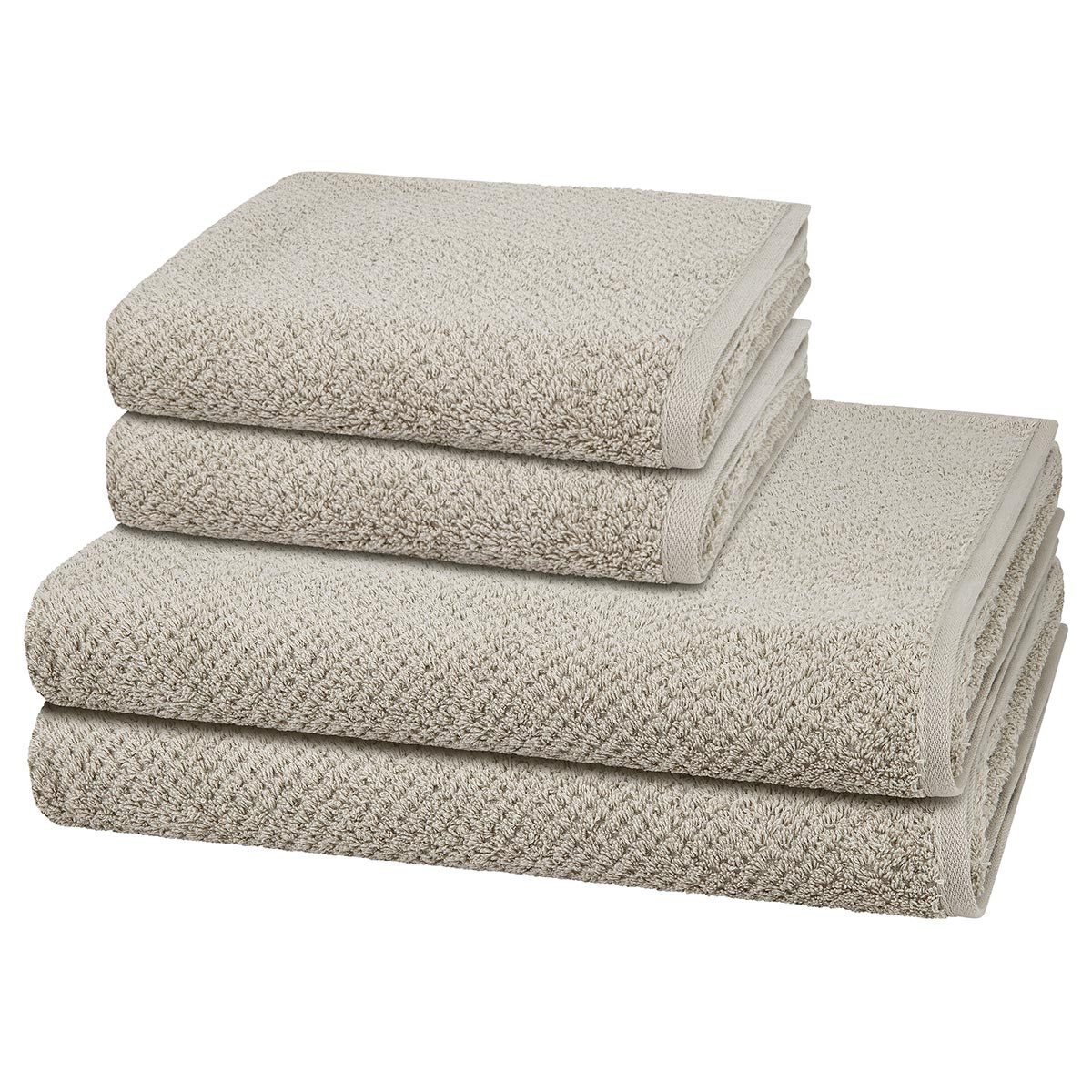 Cawö Handtuch Set Pure, Walkfrottee (Spar-Set, 4-St), 2 X Handtuch 2 X Duschtuch im Set - Baumwolle - Saugstark