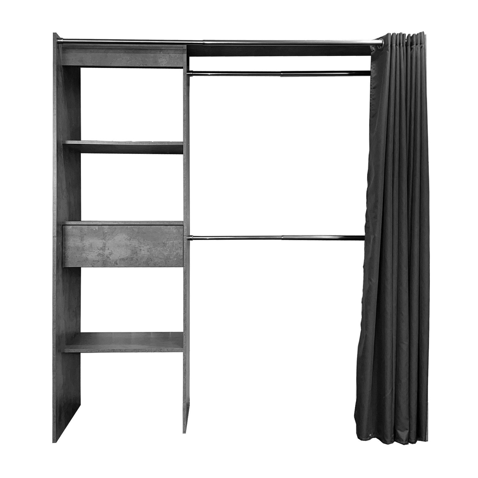 HTI-Living Garderobenständer Offene Garderobe mit Vorhang Betonoptik, (Stück, 1 St., 1 Garderobe)