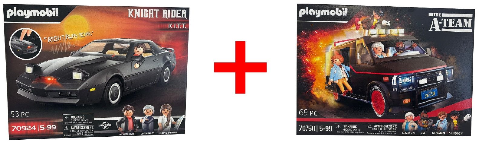 Playmobil® Spielzeug-Auto Playmobil Knight Rider K.I.T.T Sportwagen und A-Team Van, Spielfiguren