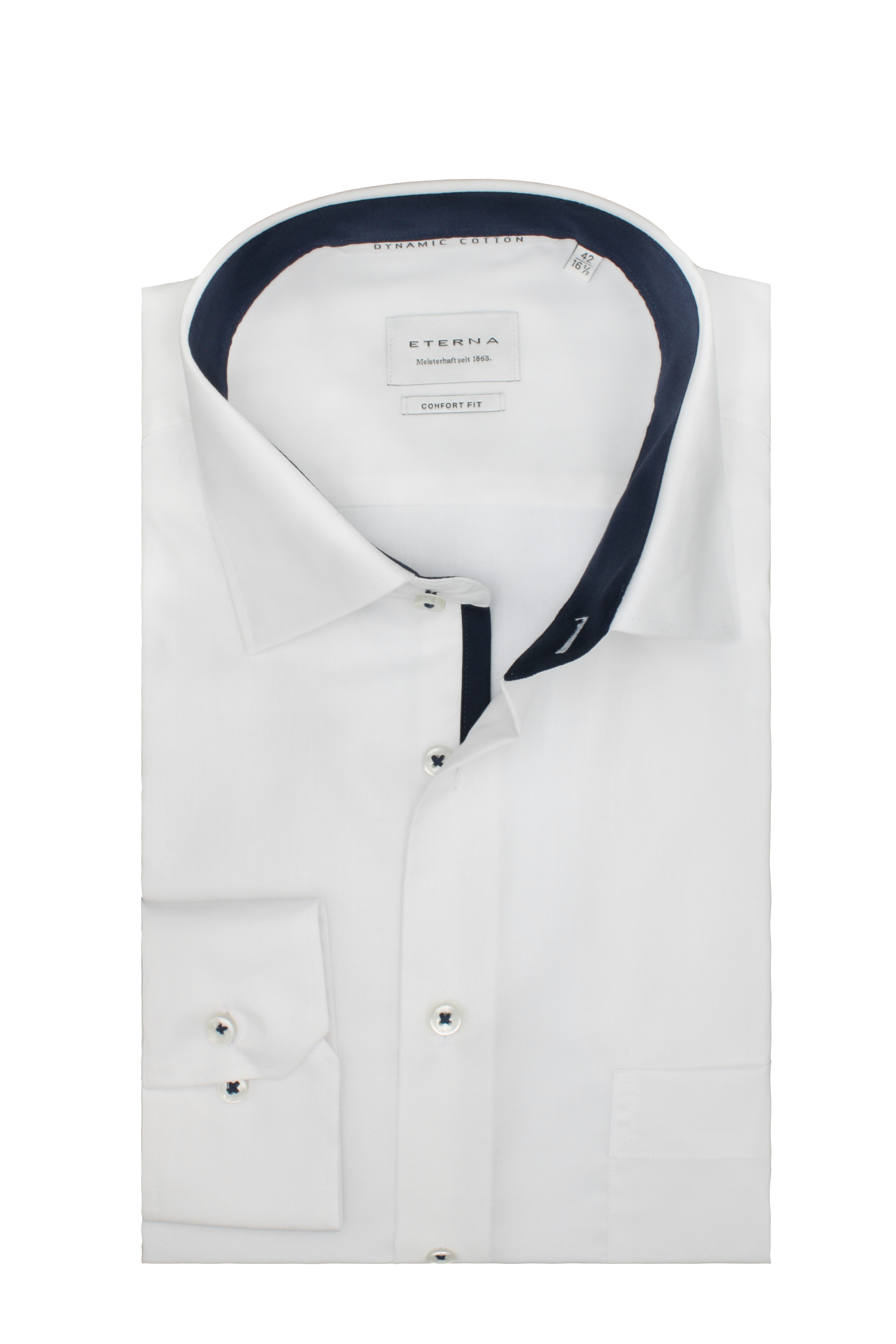 Eterna Langarmhemd Comfort Fit, Weiß, Twill, 100 % Baumwolle, Bügelfrei günstig online kaufen