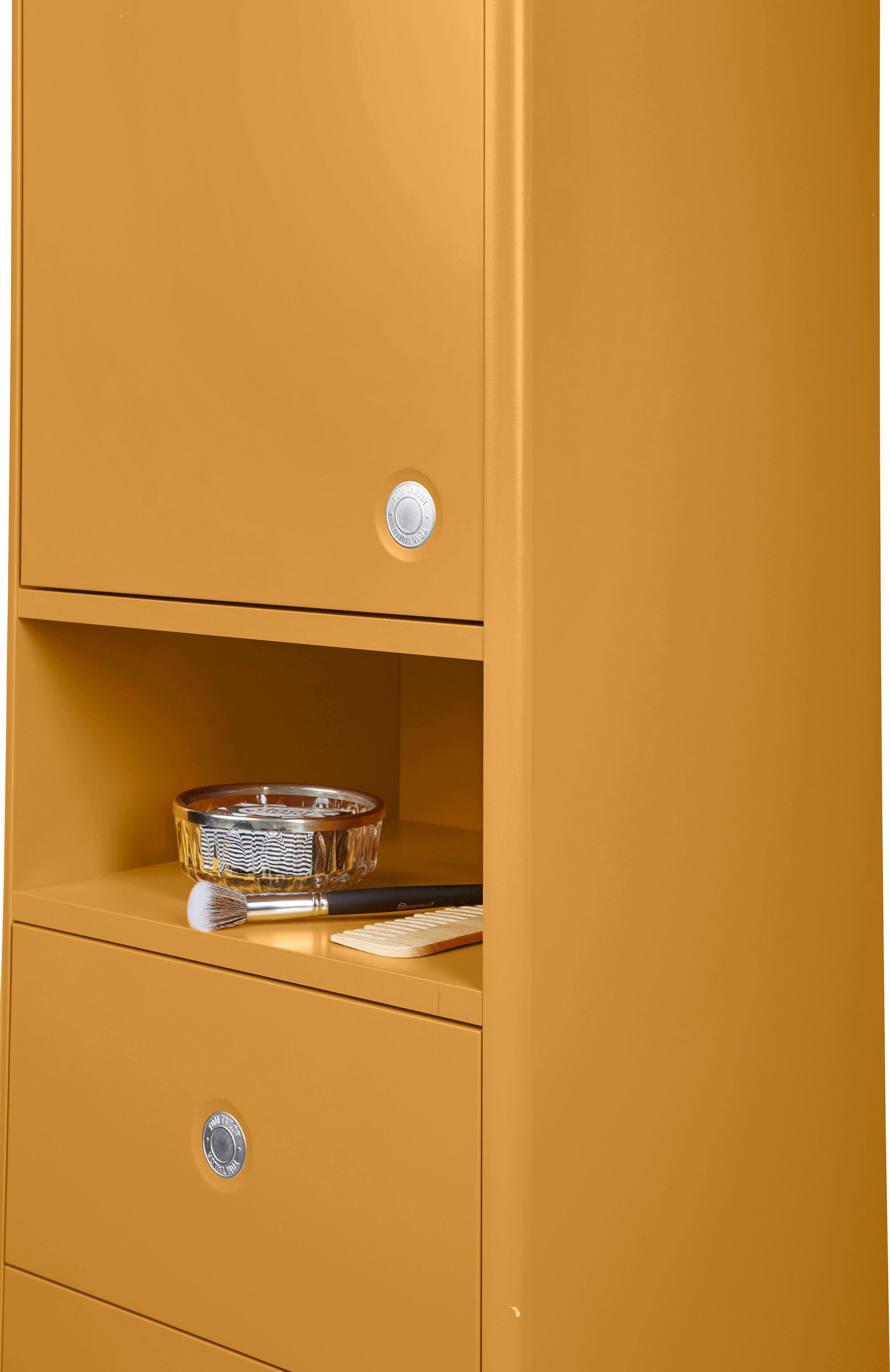 TOM TAILOR HOME mit Türen Hochschrank Push-to-Open,Füße BATH mit cm 2 Eiche, 40 & 2 Schubladen, mustard COLOR Breite