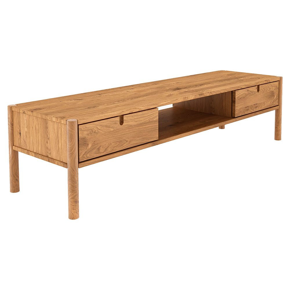 Lomadox Lowboard PORI-165, 160cm breit, Eiche massiv geölt, montierte Lieferung