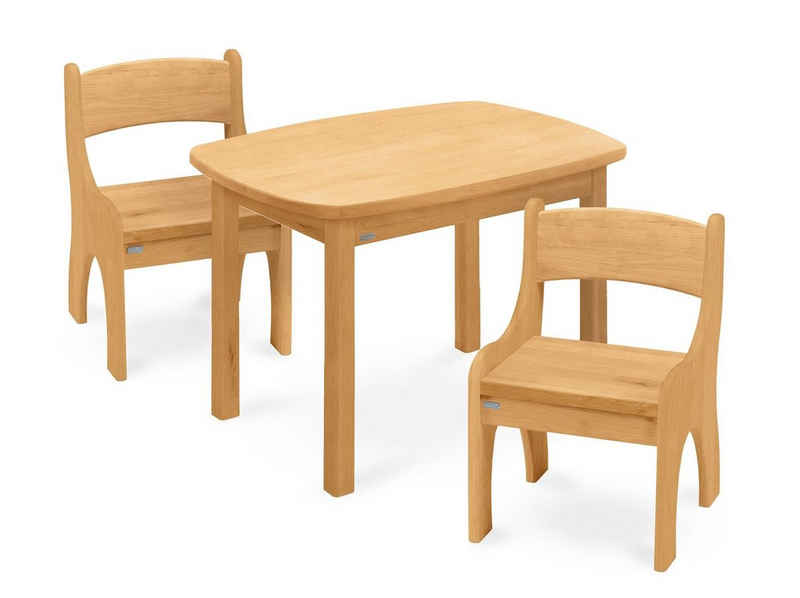 BioKinder - Das gesunde Kinderzimmer Kindersitzgruppe Levin, mit Tisch und zwei Стульяn, Sitzhöhe 30 cm