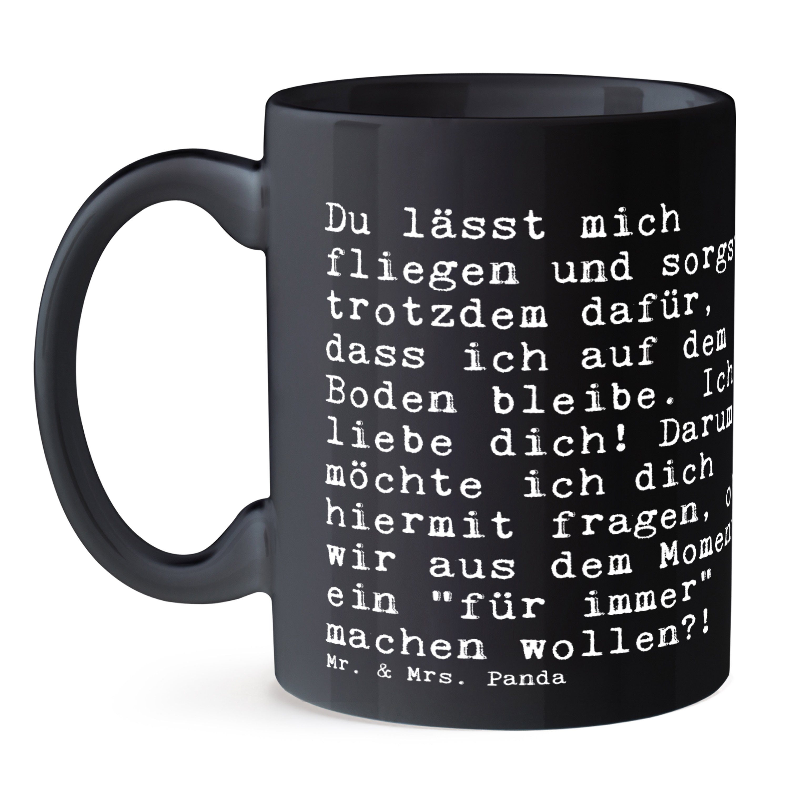 Schwarz Weishei, Keramik Panda fliegen... Tasse Mr. & Du - Schwarz Spruch mich Mrs. lässt - Sprüche Geschenk,