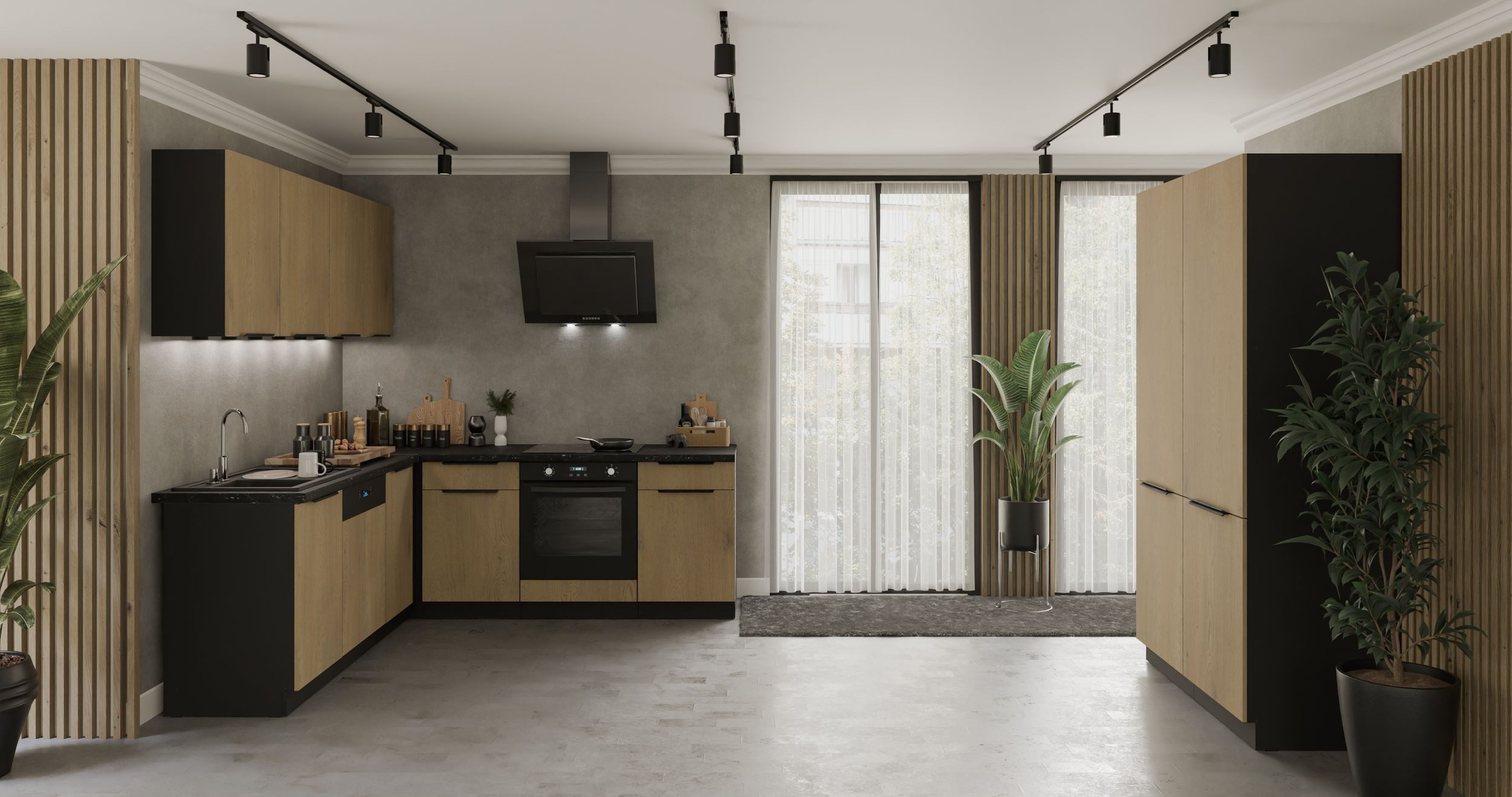 Küchen-Preisbombe Winkelküche CREMONA ECKE 1 Eiche hell Küche Küchenzeile Küchenblock Eckküche