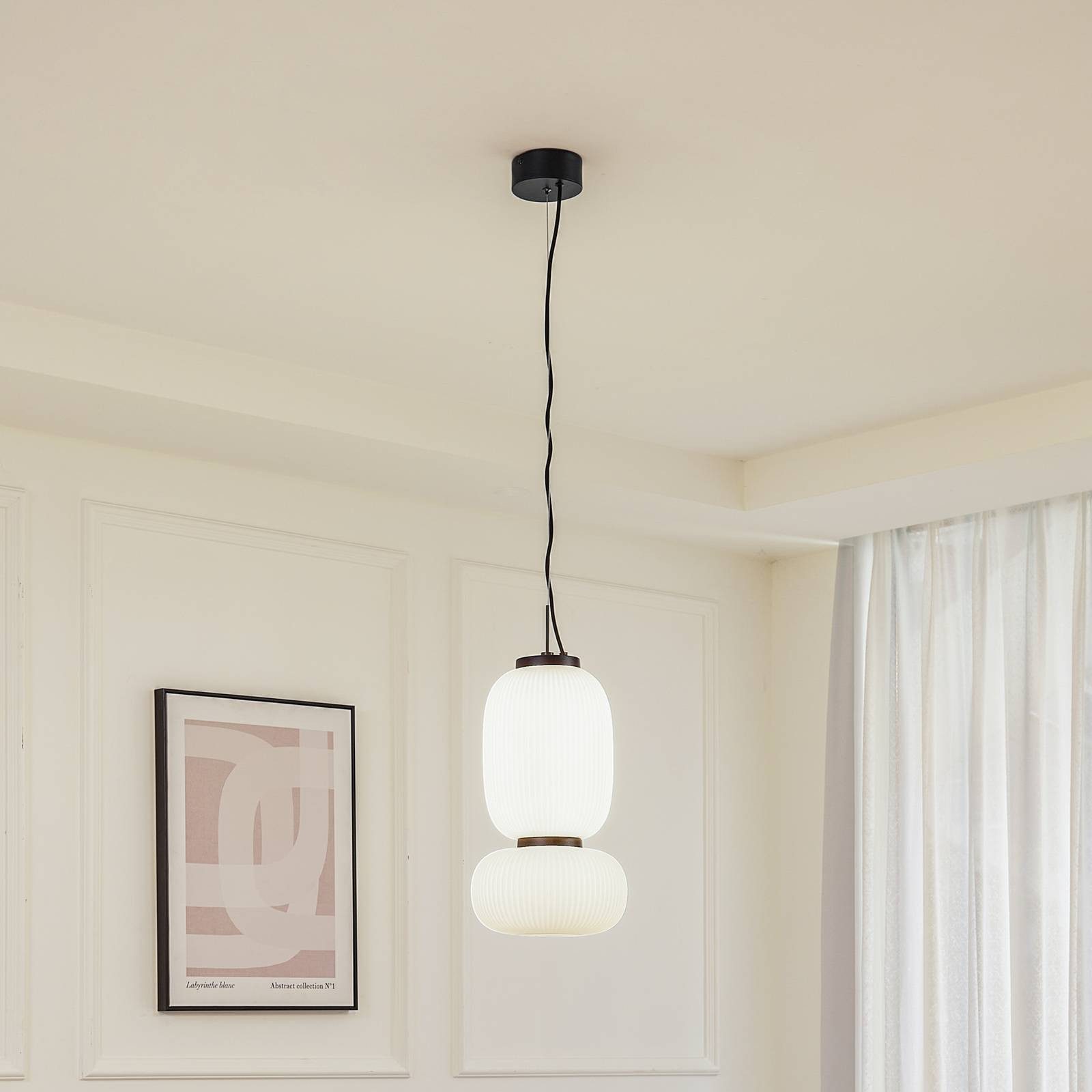 Lucande Hängeleuchte Lucya, LED, Glas Weiß warmweiß IP20, LED 12 W gesamt, warmweiß