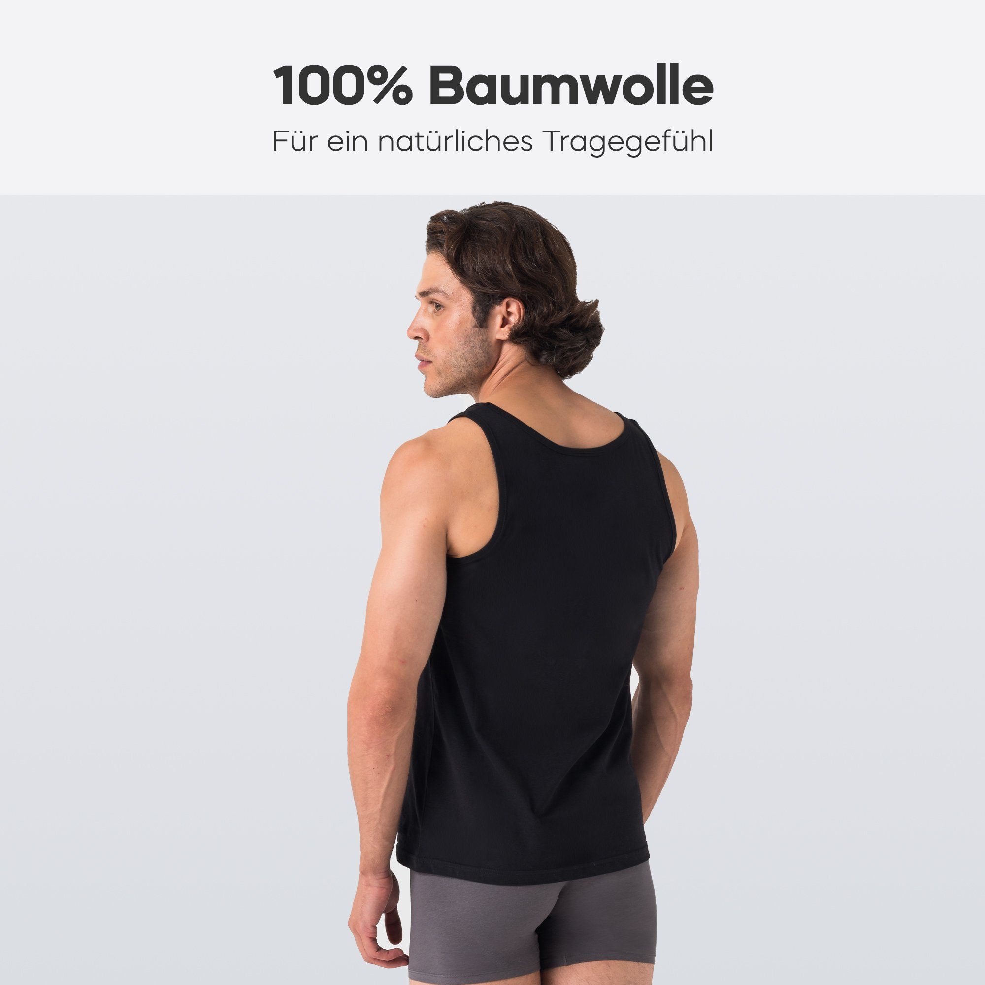 für Feinripp Barrio Achselshirt 100% Tank Top Spar-Packung, 3er-Pack) Spar-Pack, Herren Set, 13 Schwarz aus Unterhemd Baumwolle (Packung, 3-St.,