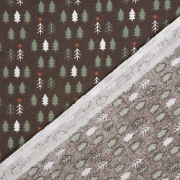 SCHÖNER LEBEN. Stoff Weihnachtsstoff Baumwolle Tannenbäumchen braun grün 1,47m breit