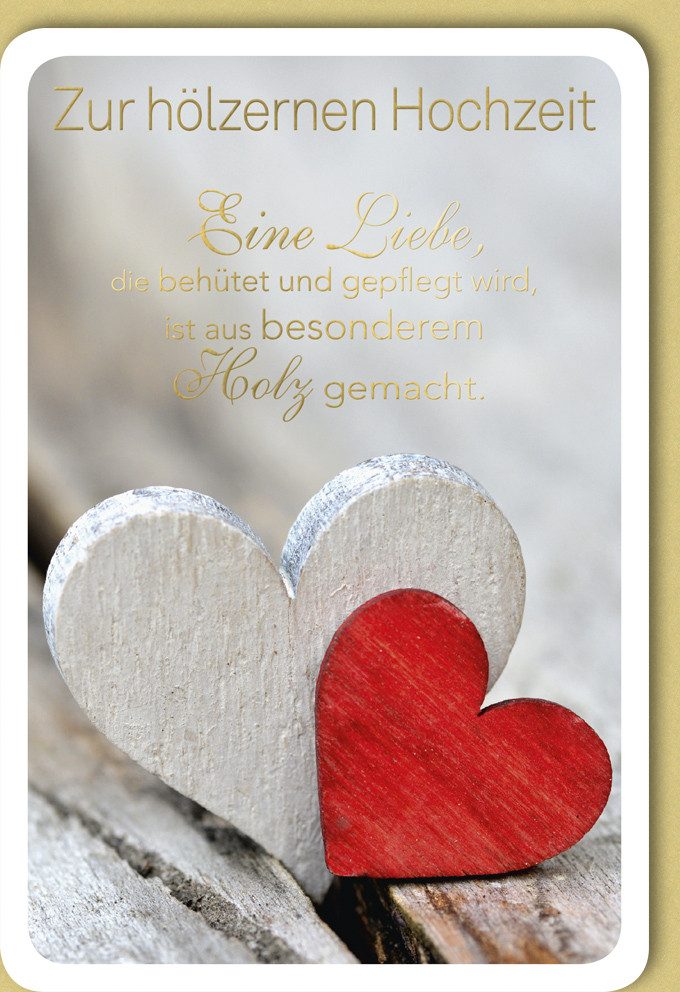 Verlag Dominique Grußkarten Hochzeitstag 5. Hochzeitstag Glückwunschkarte im Format 11,5 x 2