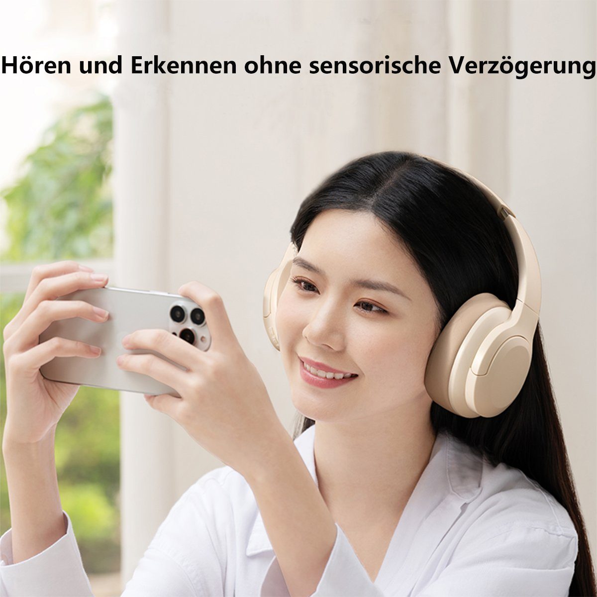 Handy/PC/Zuhause) Over-Ear-Kopfhörer Over-Ear-Kopfhörer autolock Spielzeit 80 Bluetooth Stereo aktivem (Wireless Faltbare Kopfhörer,für Headset Noise mit Stunden Weiß HiFi