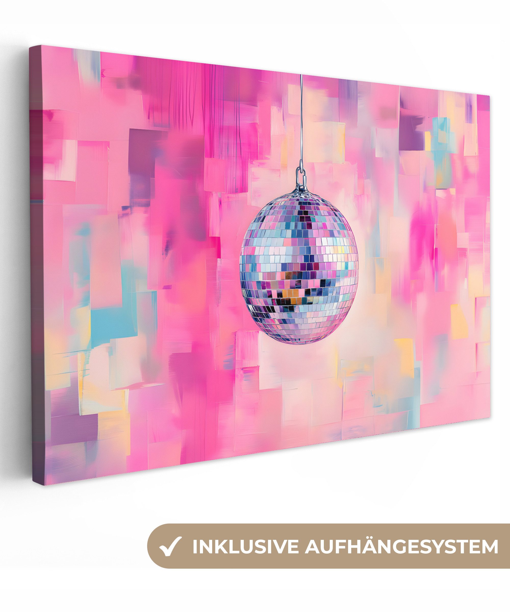 OneMillionCanvasses® Leinwandbild Discoball - Rosa - günstig online kaufen