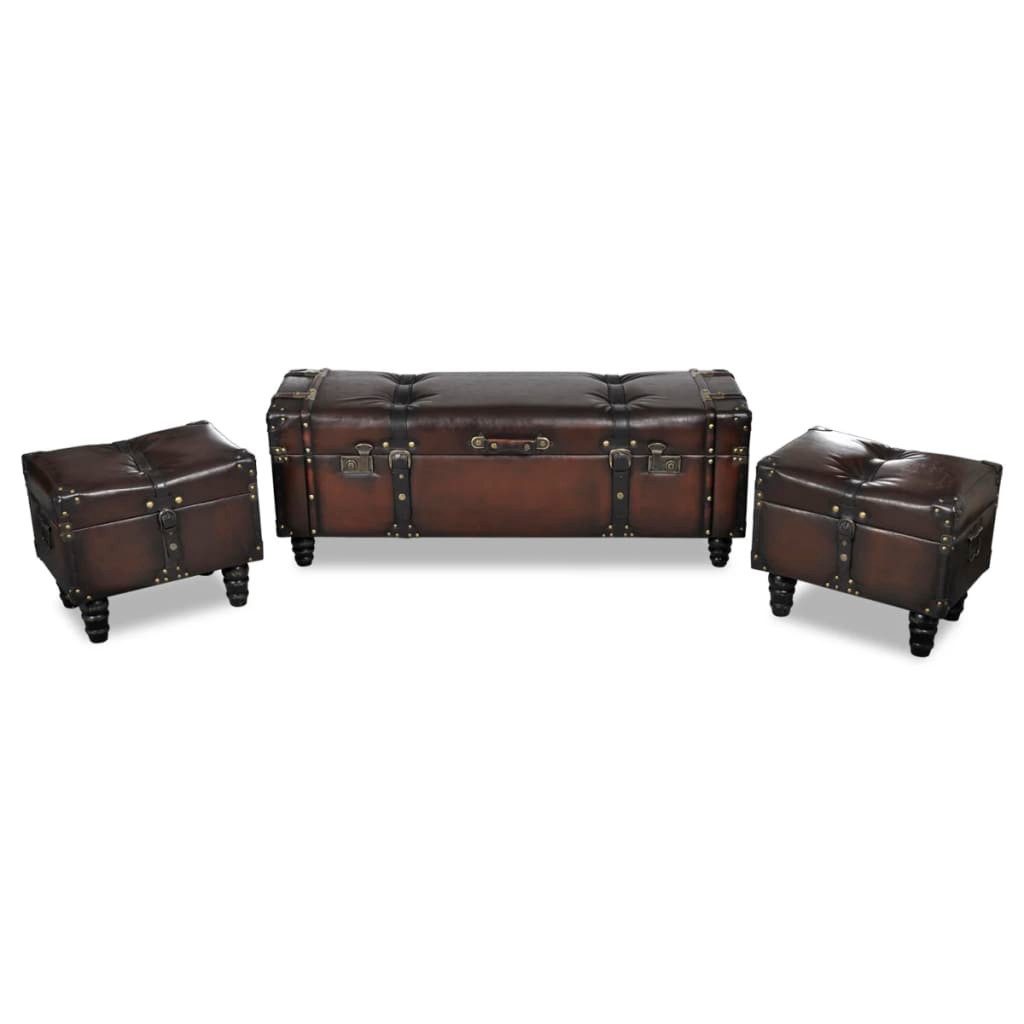 Sitzbank Sitztruhen-Set 3 Stk. Braun