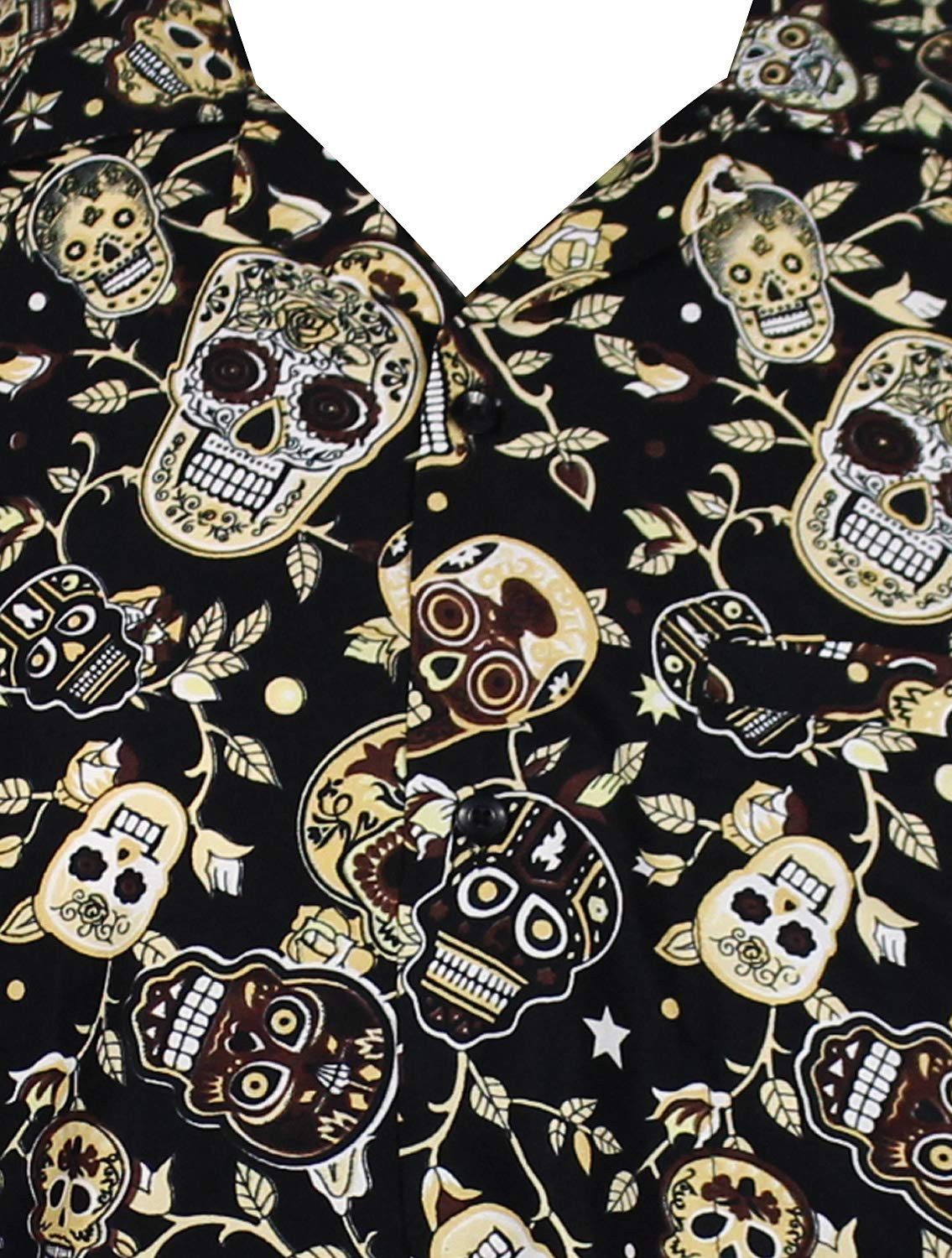 King Kameha Hawaiihemd "Skull" Funky Hawaii-Hemd Herren Kurzarm Front-Tasche Stylish