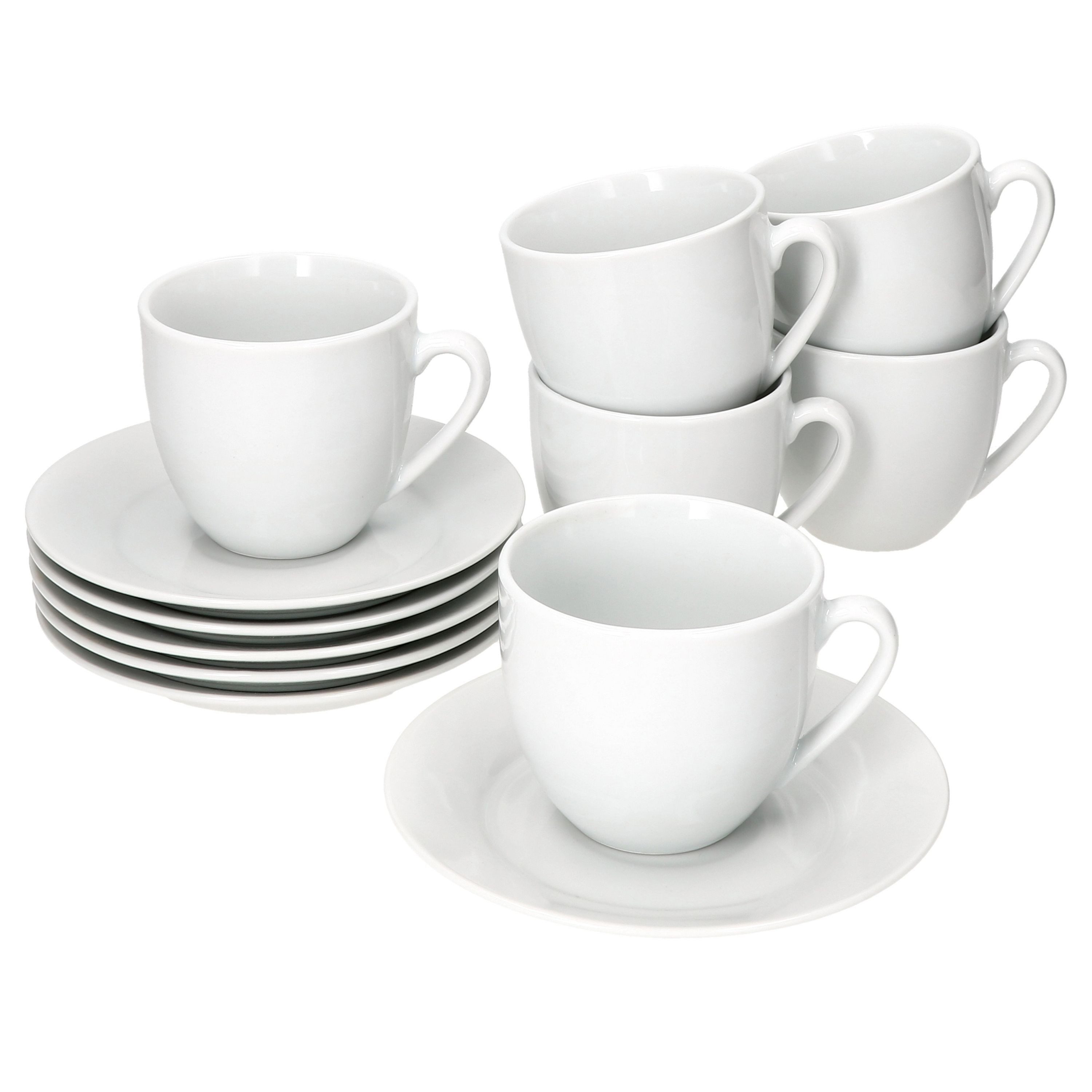 MamboCat Tasse 6er Set Tommy Kaffeetassen mit Untertassen für 6 Personen, Porzellan – Bild 2 von 5