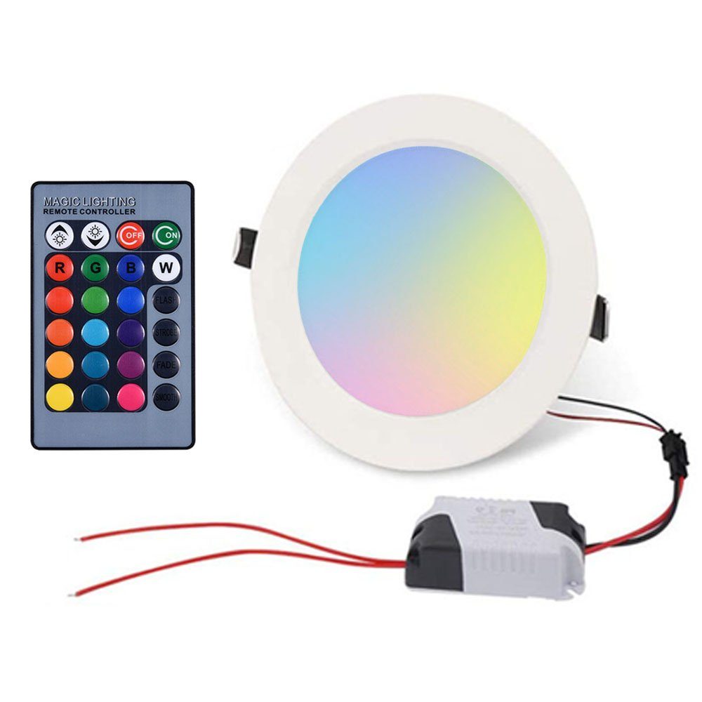 Rosnek LED Einbaustrahler 5/10W,RGB,Dimmbare,mit 5W, Fernbedienung,Für RGB Innendekoration