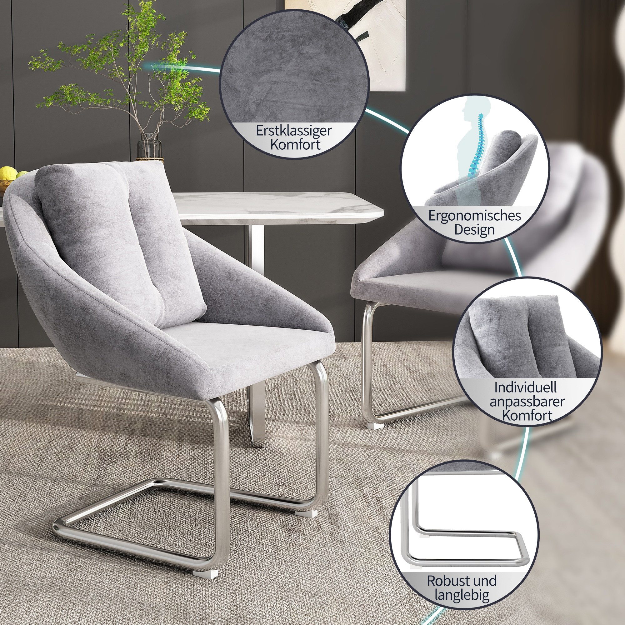 BlingBin Esszimmerstuhl aus Samt 2/4/6tlg Wohnzimmer günstig online kaufen