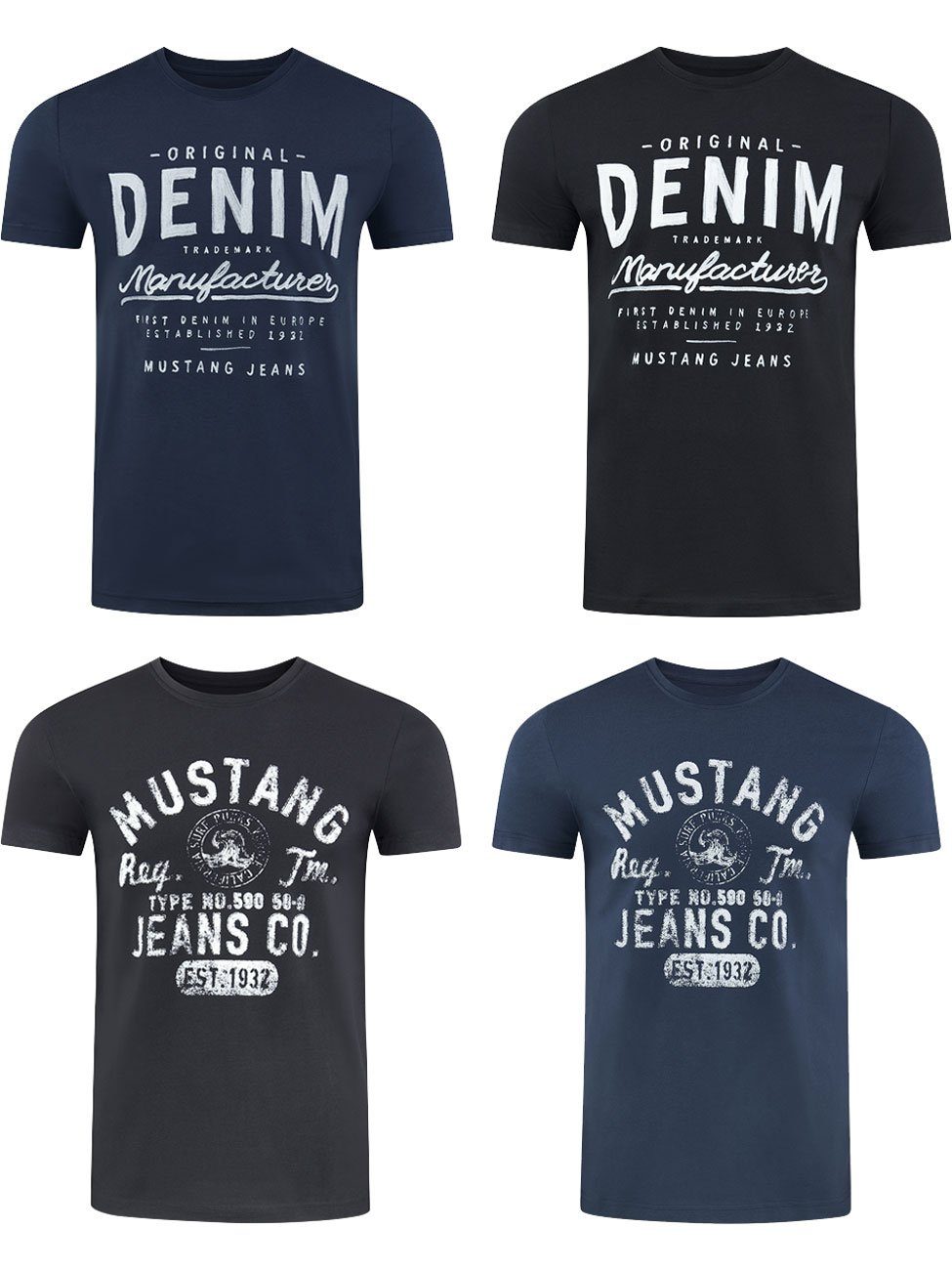 MUSTANG T-Shirt Herren Printshirt 4er Pack günstig online kaufen