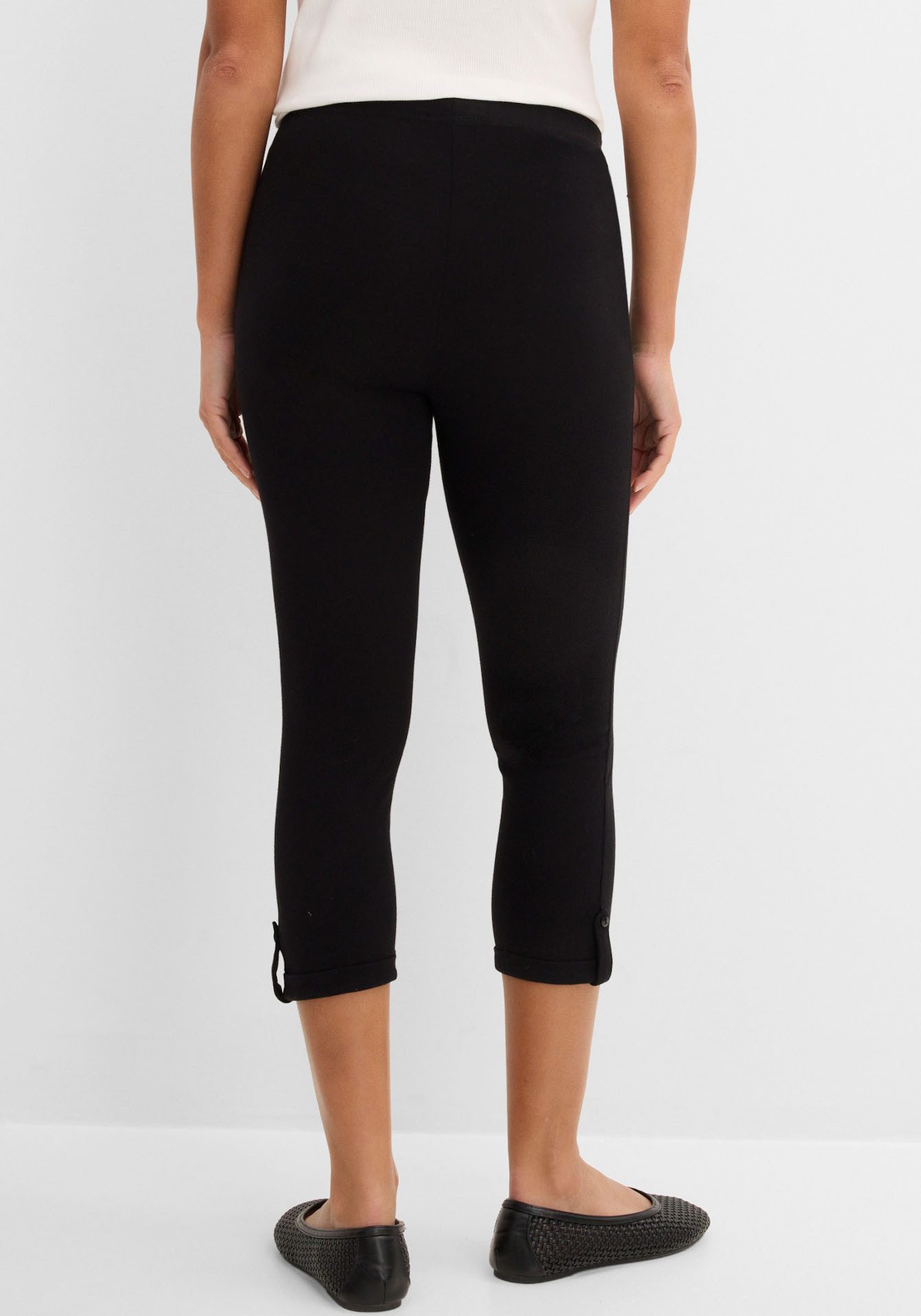 bonprix Caprileggings aus Baumwolle mit Elasthan, Skinny Fit, mit gekrempeltem Saum
