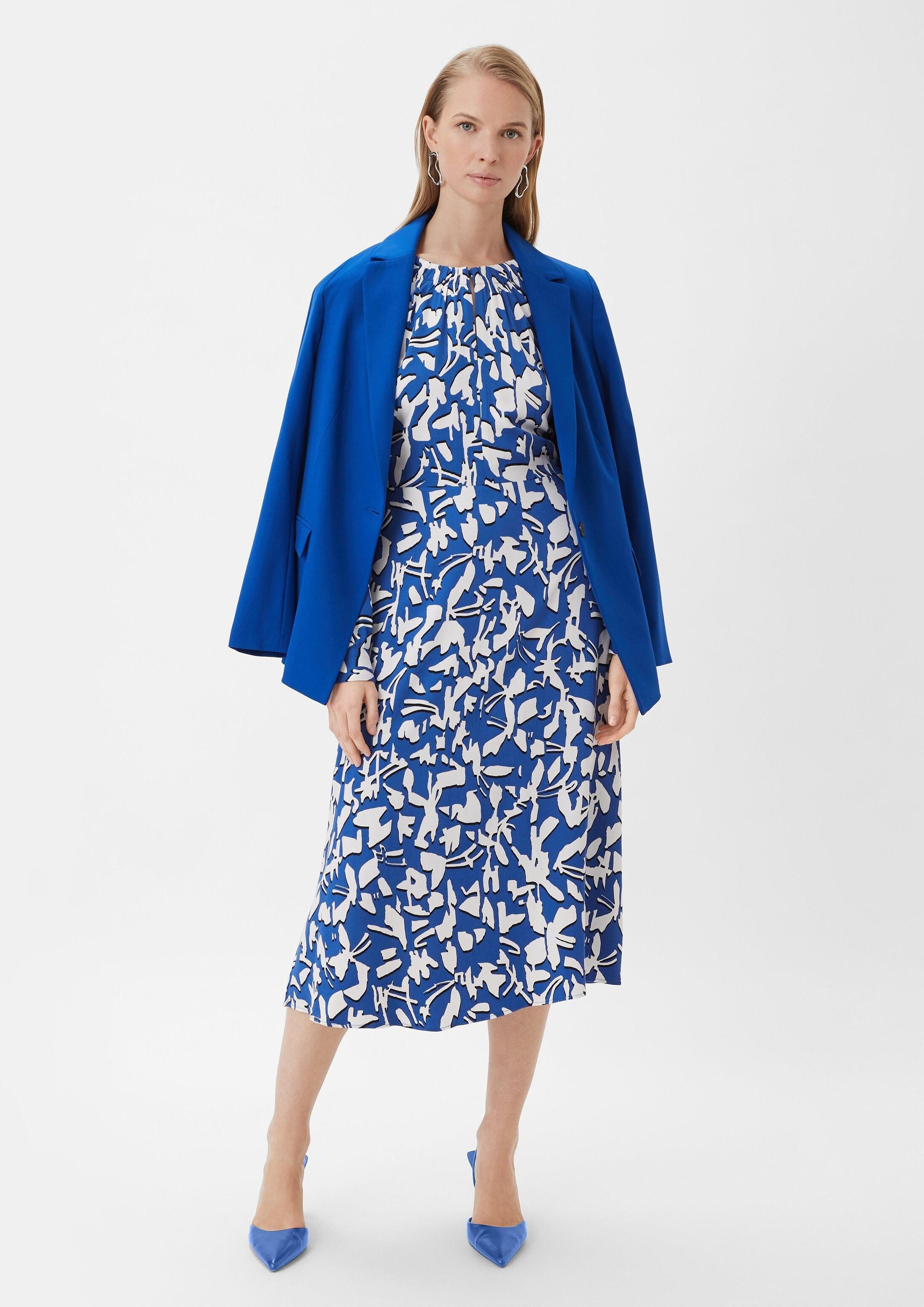 comma Midikleid Kleid Fließendes Maxikleid mit All-over-Print
