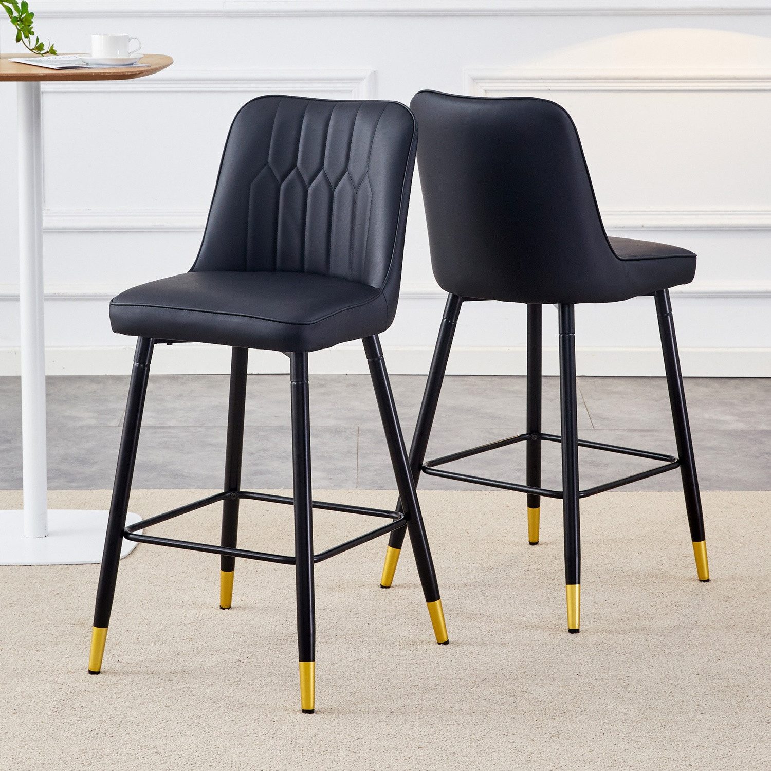 ANYSUN Barhocker 2er-Set Barstühle mit bequemer Fußstütze, Rückenlehne (gepolsterte Barhocker in Tresenhöhe 100 cm,Modernes Barhocker), Küchenstuhl für Küche, E – Bild 2 von 5