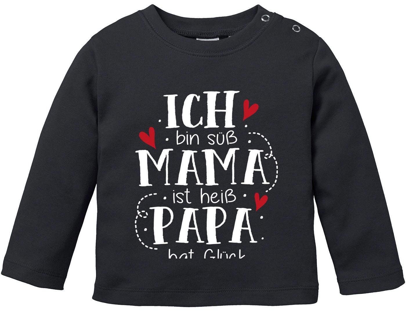 Rundhalsshirt Baby Langarm -Shirt Ich bin süß Mama ist heiß Papa hat Glück
