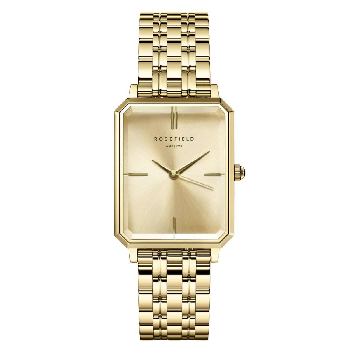 ROSEFIELD Quarzuhr OCGSG-O65, Damenuhr Octagon Champagne Medium