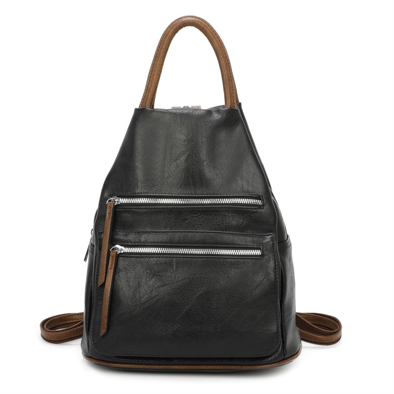 ITALYSHOP24 Rucksack Damen Freizeitrucksack Tasche Umhängetasche, CityRucksack Handtasche Backpack Tagesrucksack Daypack