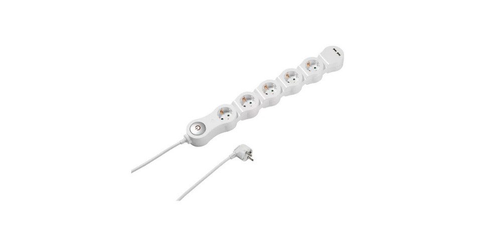 Vivanco Steckdosenleiste mit USB 5 fach EU Flexibel Mehrfachstecker Schalter Mehrfachsteckdose (Ein- / Ausschalter, USB-Anschlüsse), Winkelsteckdosen, GS-geprüft, Berührungsschutz,flexible Positionierung