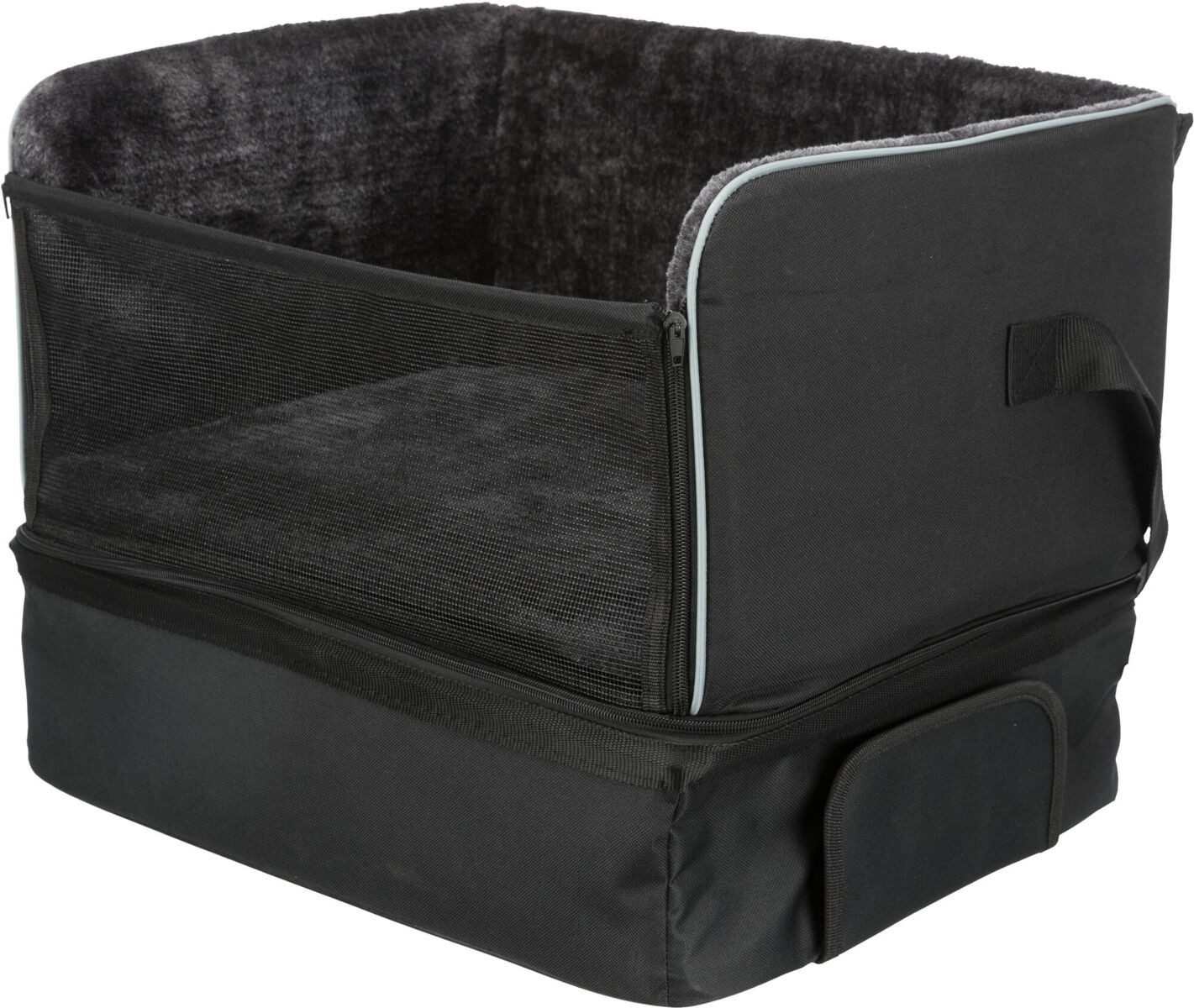 TRIXIE Hunde-Autositz Erhöhter Autositz mit Staufach für kleine Hunde - schwarz - 45 × 38 ×