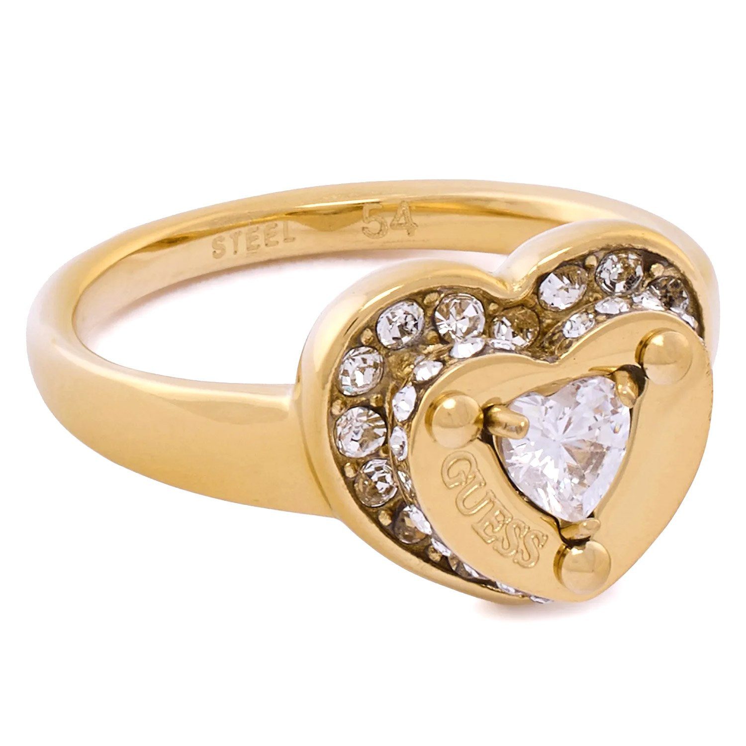 Guess Fingerring Damenring Herz Pave Goldfarben günstig online kaufen