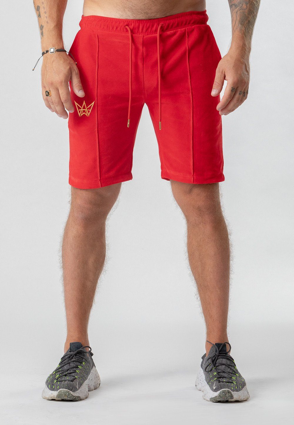 TRES AMIGOS Funktionsshorts Weiche Velours-Shorts mit Komfortbund Rot