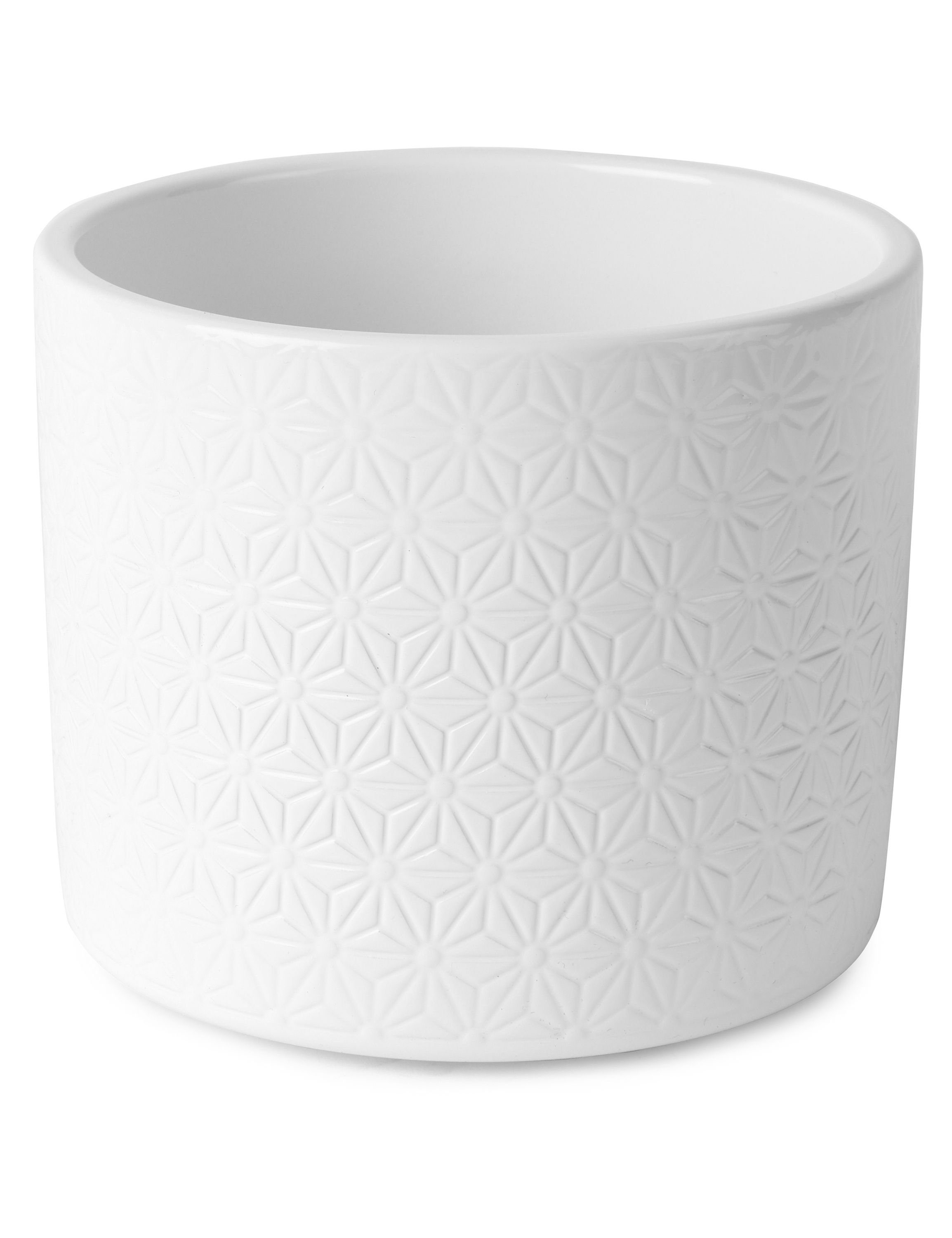 Garronda Blumentopf Keramik Übertopf für Pflanzgefäß mit Blumenmotiv Blumentopf GD-0018 Weiß B