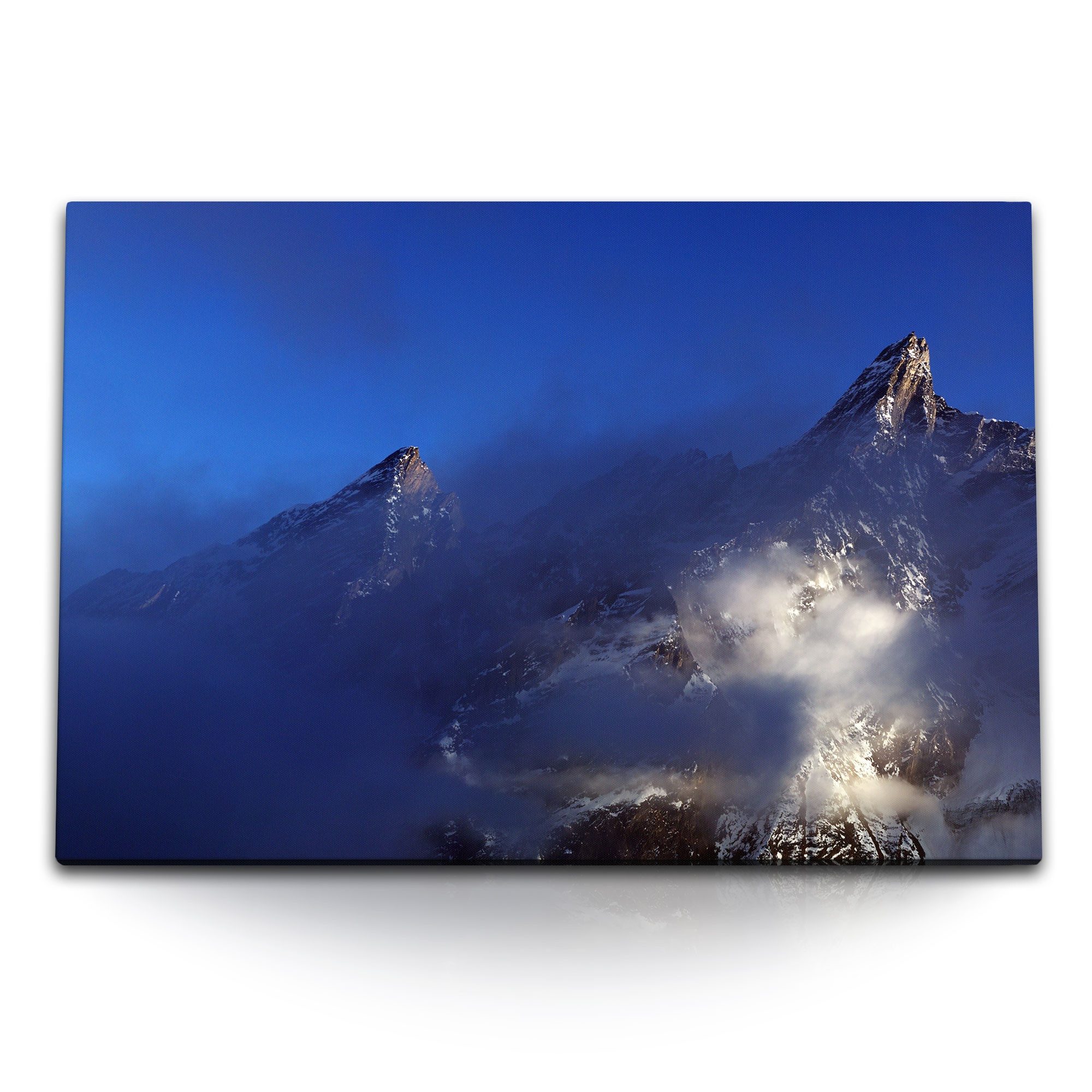 Leinwandbild 120x80cm Wandbild auf Leinwand Berggipfel Berge Wolken Natur Gebirge B