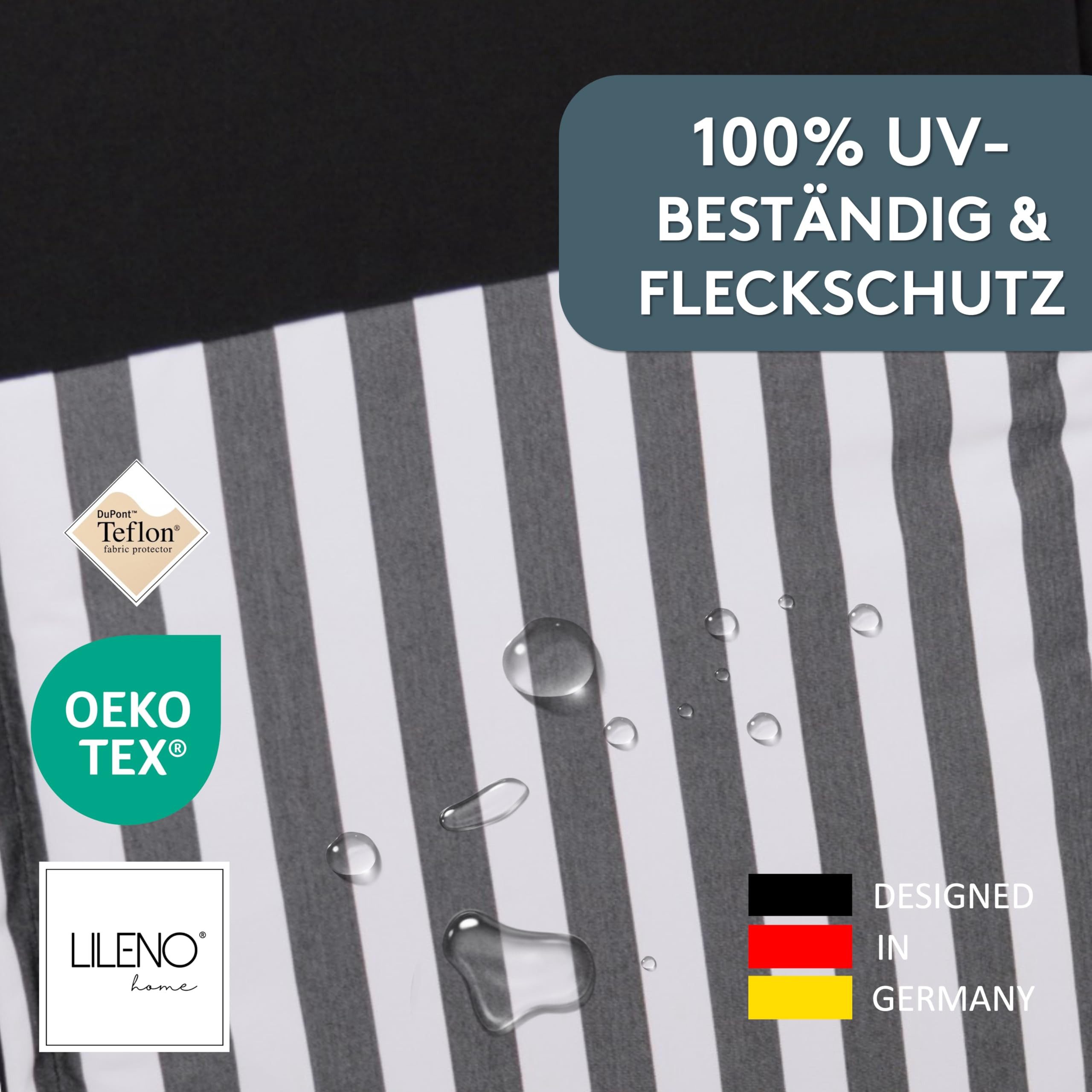 LILENO HOME Hochlehnerauflage Gartenstuhl Auflage, bequeme Sitzauflage für Gartenmöbel, Stuhlkissen, (1 St., 1er Set), Polsterauflage Streifen Schwarz, Sitzpolster für Klappstühle