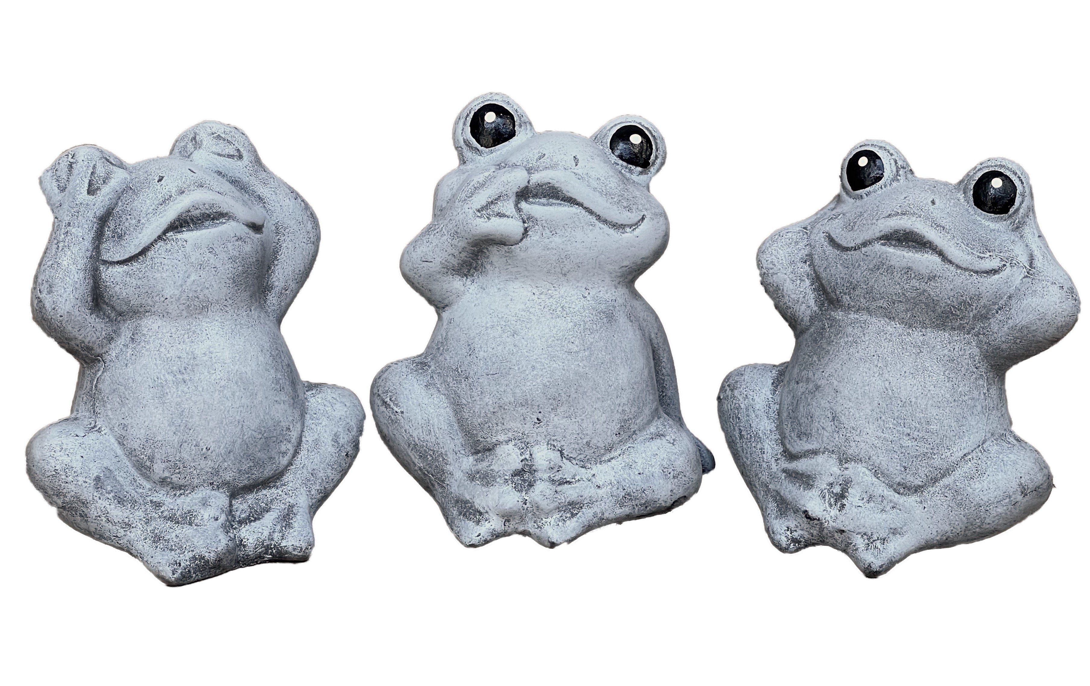 Stone and Style Gartenfigur Frostfeste Steinfiguren 3er-Set Frösche Weisheit