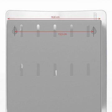 banjado Schlüsselkasten Edelstahl Jahresringe (verstellbarer Magnetverschluss, mit 10 Haken), 24 x 21,5 x 7 cm
