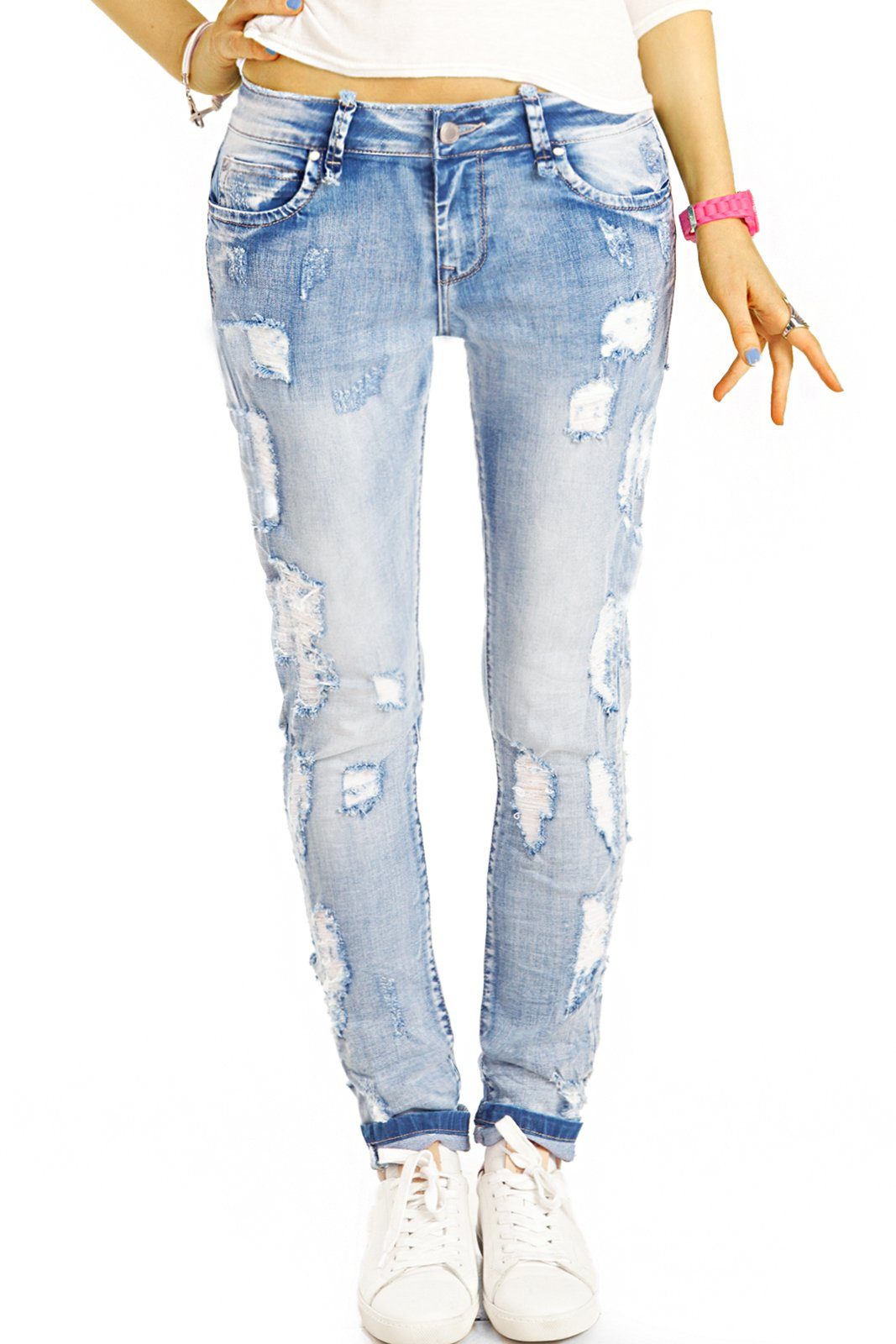 be styled Destroyed-Jeans Medium Waist Destroyed Jeans, Slim Fit Damenhose günstig online kaufen
