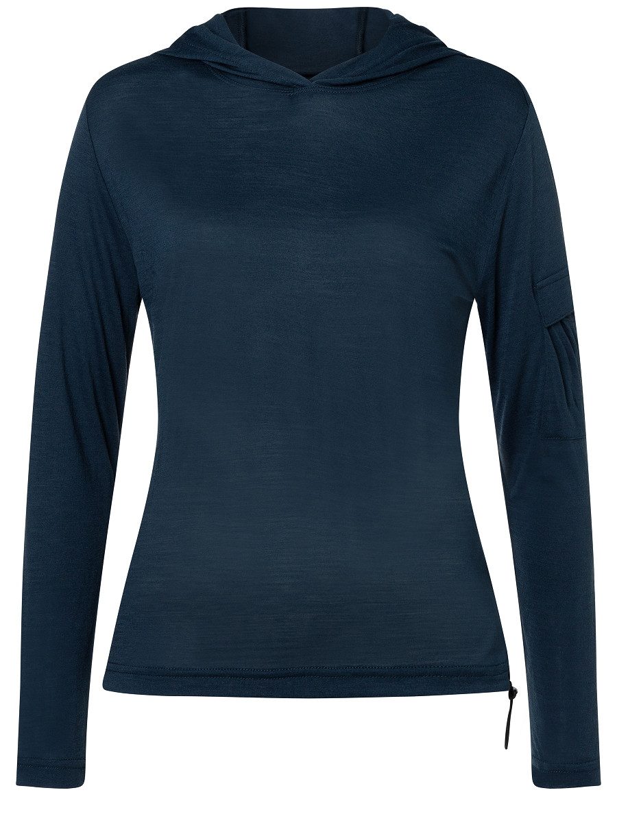 SUPER.NATURAL Hoodie für Damen, Merino, weich RELAX LIGHT POCKET Armtasche