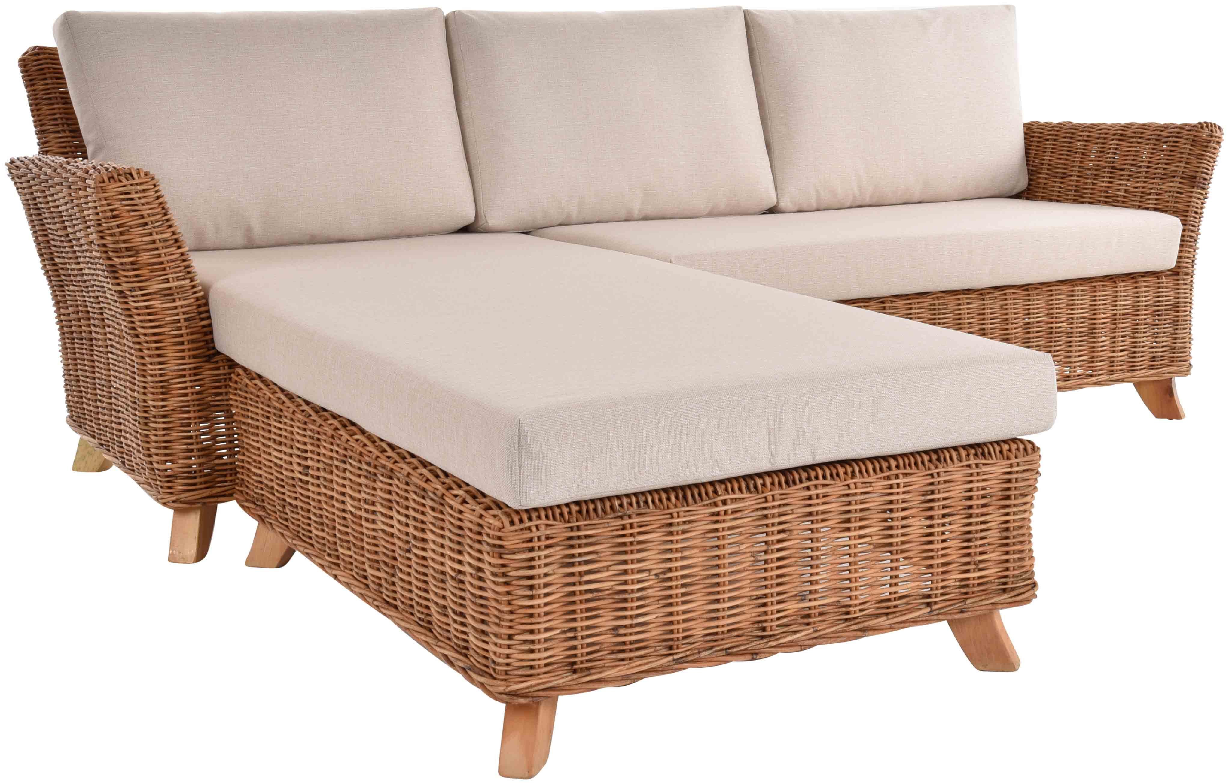 Krines Home Loungesofa Wintergarten Eckgarnitur Valencia Natur Rattan