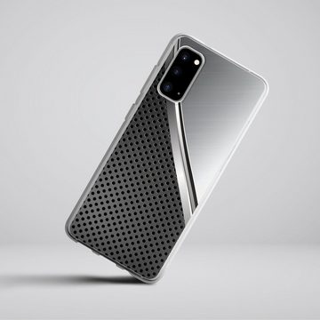 DeinDesign Handyhülle Carbon Stahl Metall Duo Metal Surface, Samsung Galaxy S20 Silikon Hülle Bumper Case Handy Schutzhülle