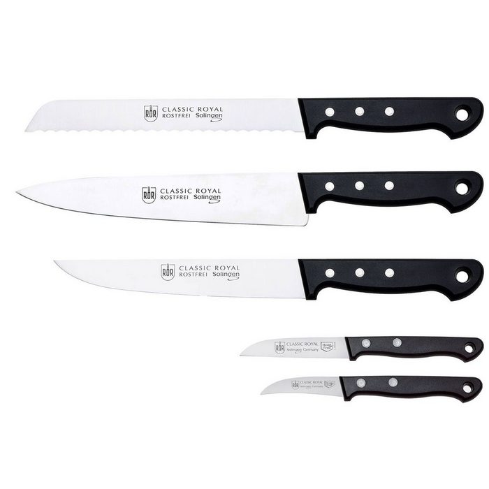 RÖR Messer-Set 10194-5 Classic Royal - 5-teilig hochwertiger Messerstahl Griffe mit Nieten - Made in Solingen