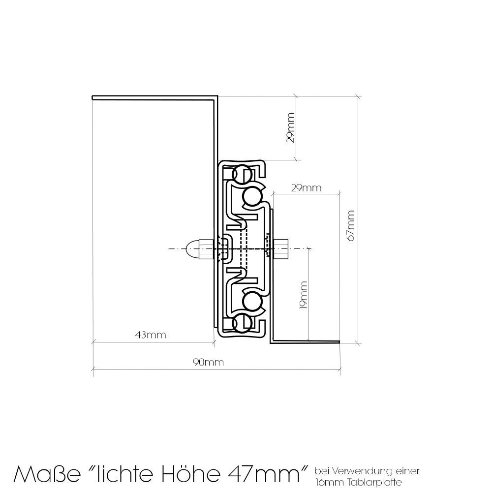 Nutzhöhe Weiss x 60 mm 47 Auszug Tastaturauszug, EisenRon.de 40 cm