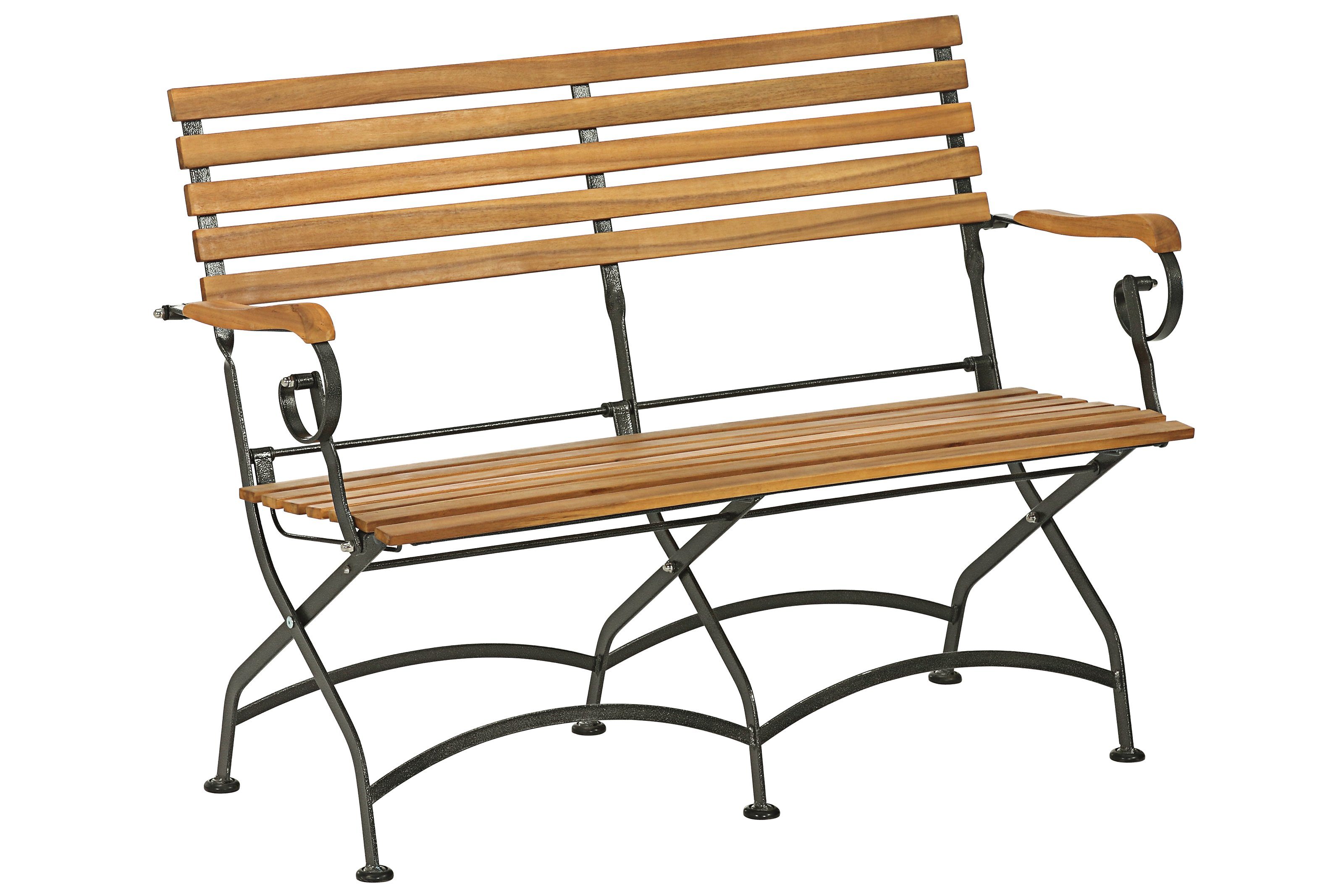 Dehner Gartenbank Klappbank Tegernsee 2-Sitzer ca. 124 x 88 x 57 cm, Gartenbank für Balkon oder Hauseingang, nostalgisch romantisch