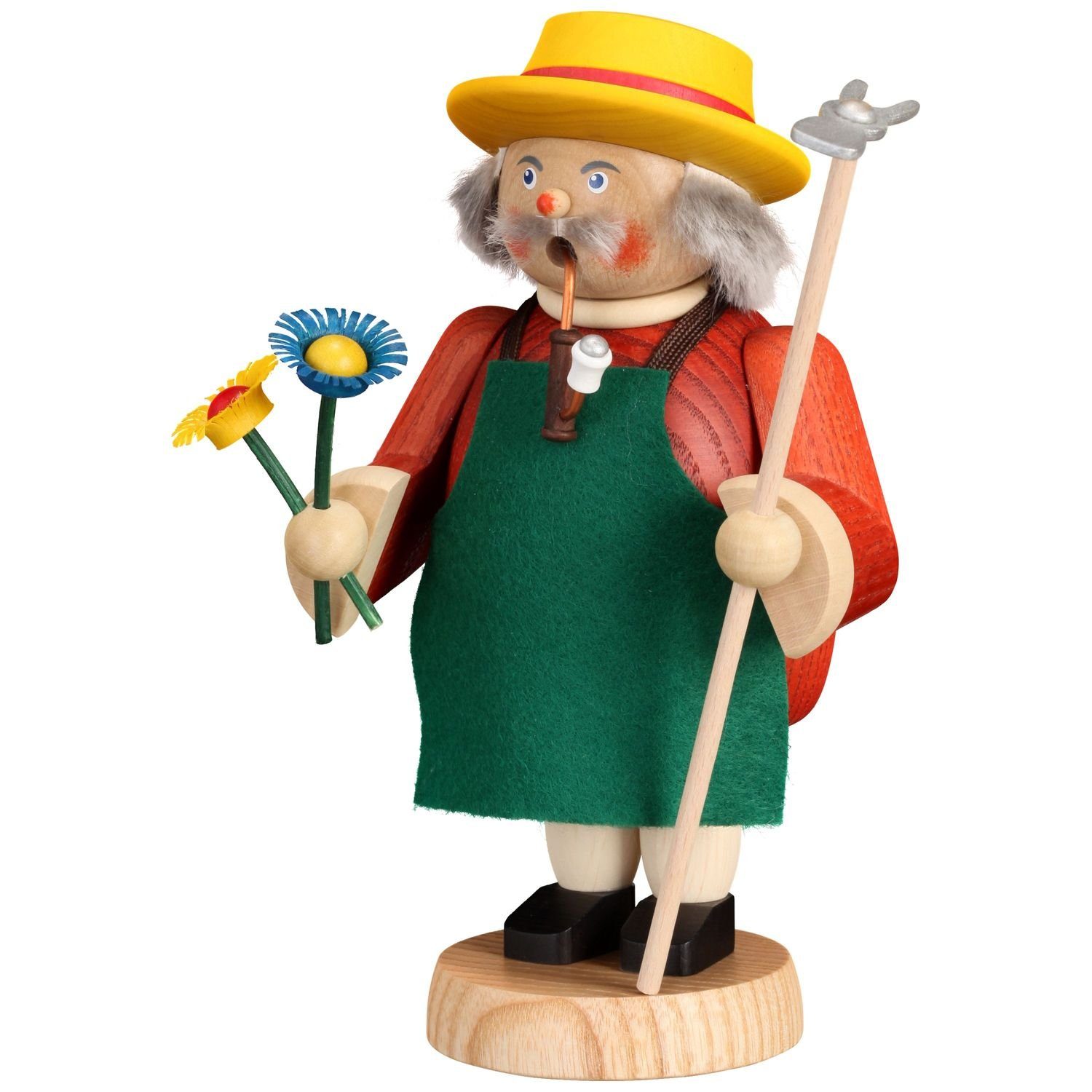 Seiffener Volkskunst Räuchermännchen Gemütliche Typen Gärtner, aus dem Erzgebirge, Holzkunst aus dem Erzgebirge