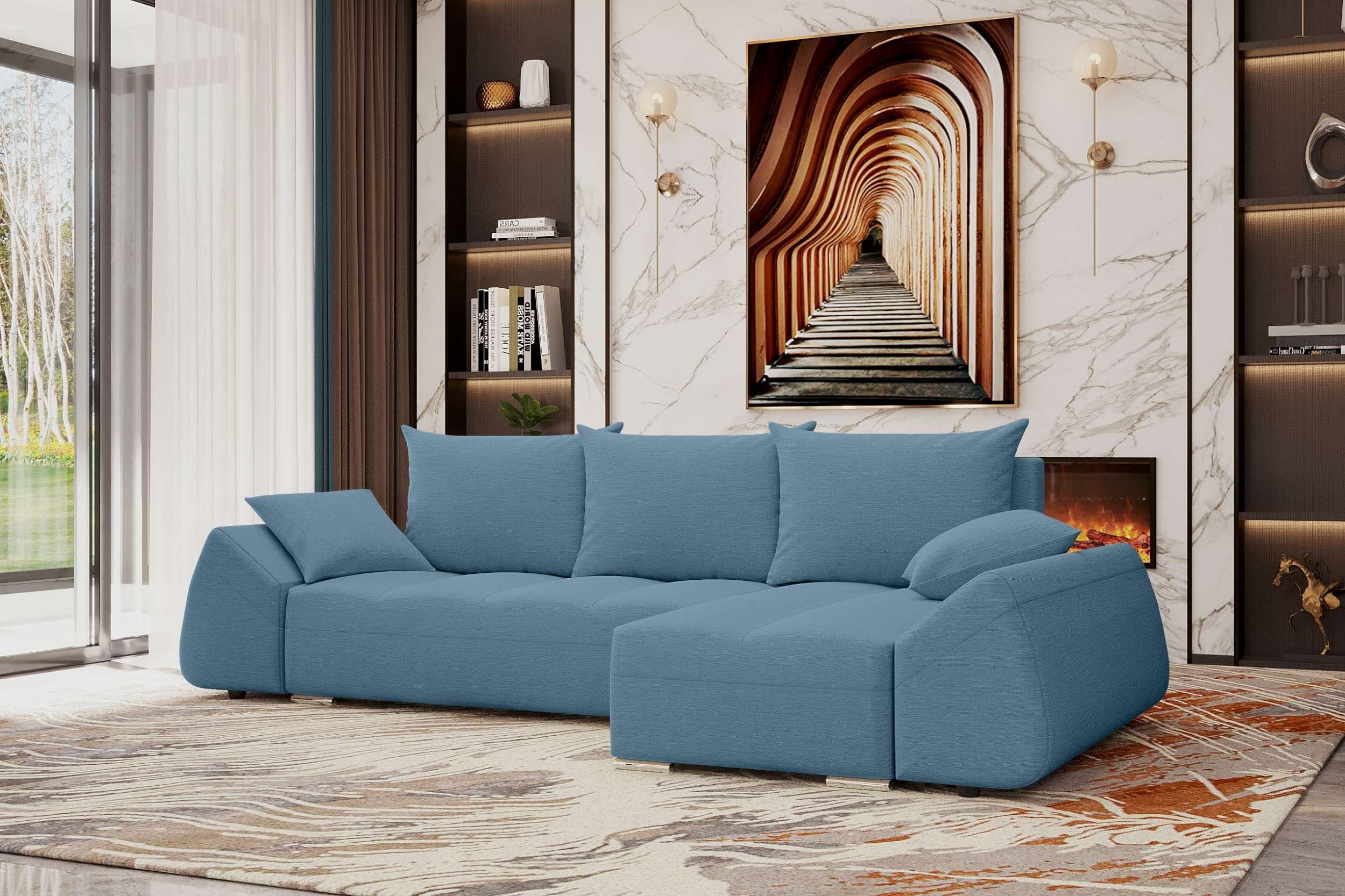 L-Form, Sofa, Eckcouch, Bettkasten, Cascade, Design mit Modern mit Sitzkomfort, Ecksofa Bettfunktion, Stylefy