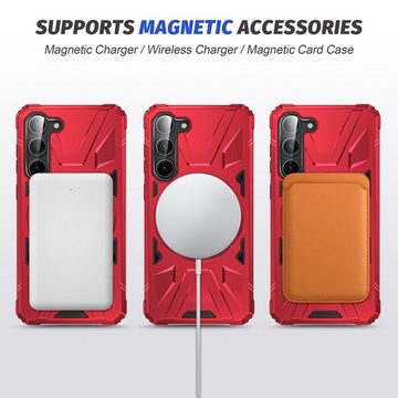 Wigento Handyhülle Für Samsung Galaxy S24 MagSafe Schock Magnet Ring Schutz Hülle Case