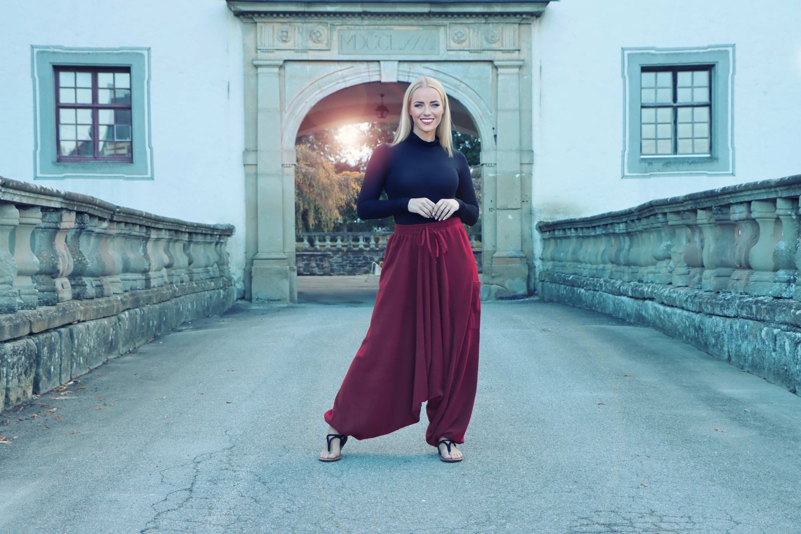 KUNST UND MAGIE Haremshose Unisex Fleecehose Thermo Haremshose Wellnesshose Boho Winter Hose