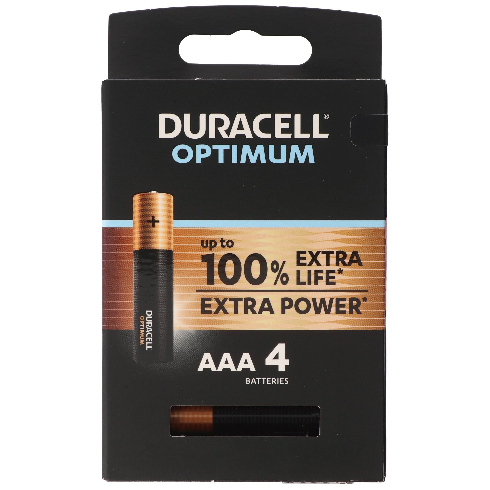 Duracell Duracell Optimum AAA Mignon Alkaline-Batterien, 1.5V LR03 MX2400, 4er Batterie