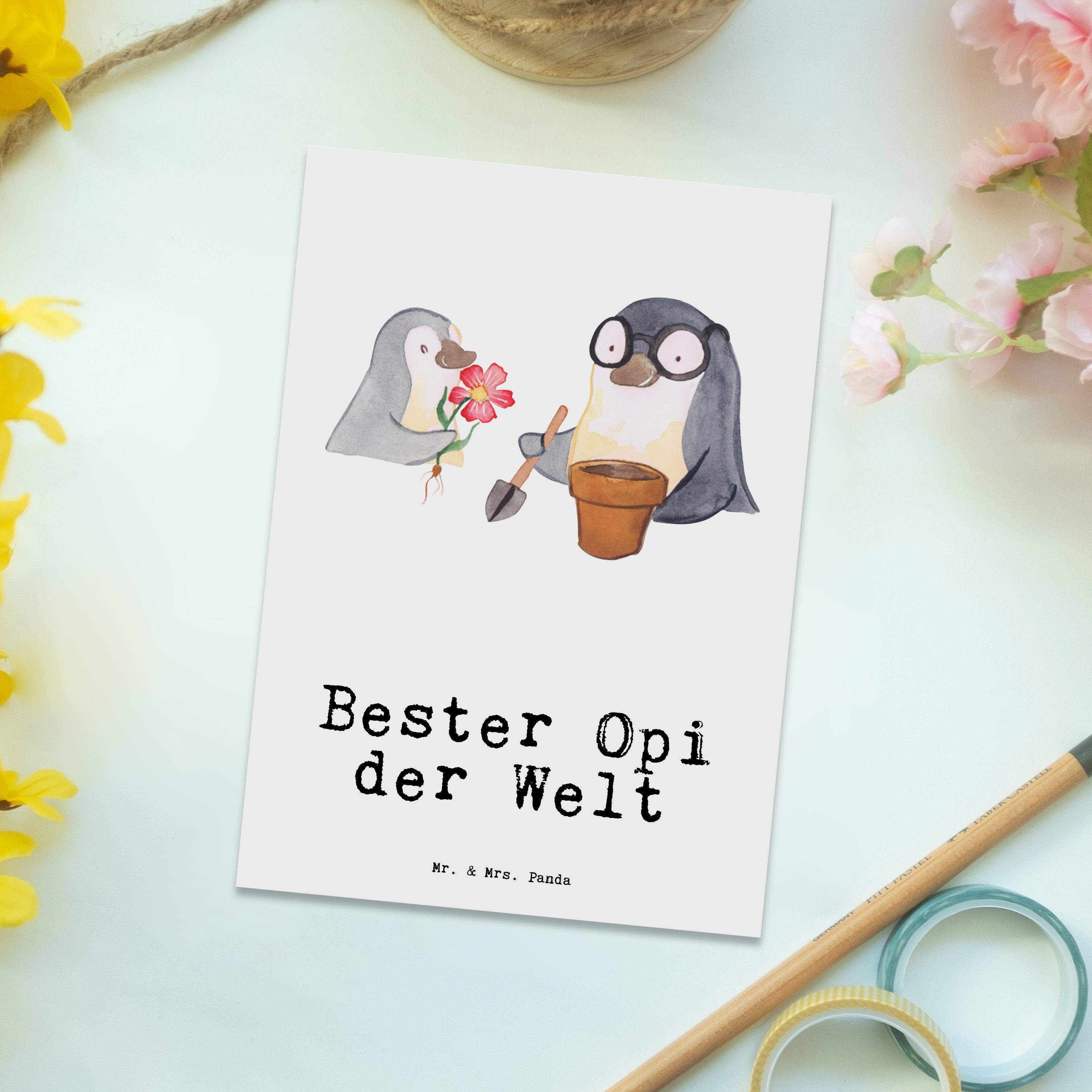 Mr. & Geschenkkarte, Opi Postkarte Bester Grußkarte, - Ansichtskarte, Panda Geschenktipp Welt Karte, für, - Einladung, der Freude Weiß Geschenk, machen, Pinguin Mrs