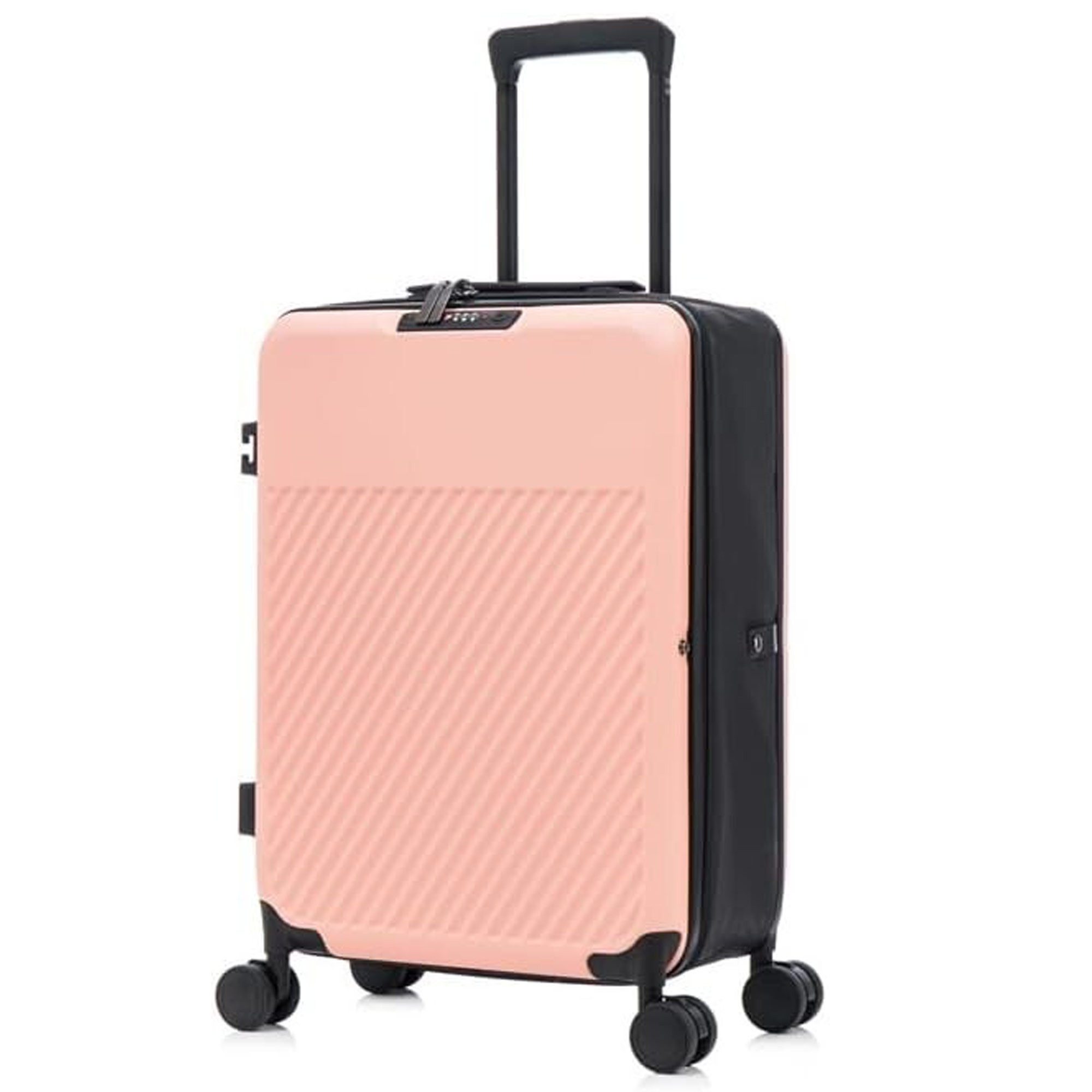 MS-Point Trolley Faltbarer Microfaser Hartschalen Koffer mit Rollen Rosa, 4 Rollen